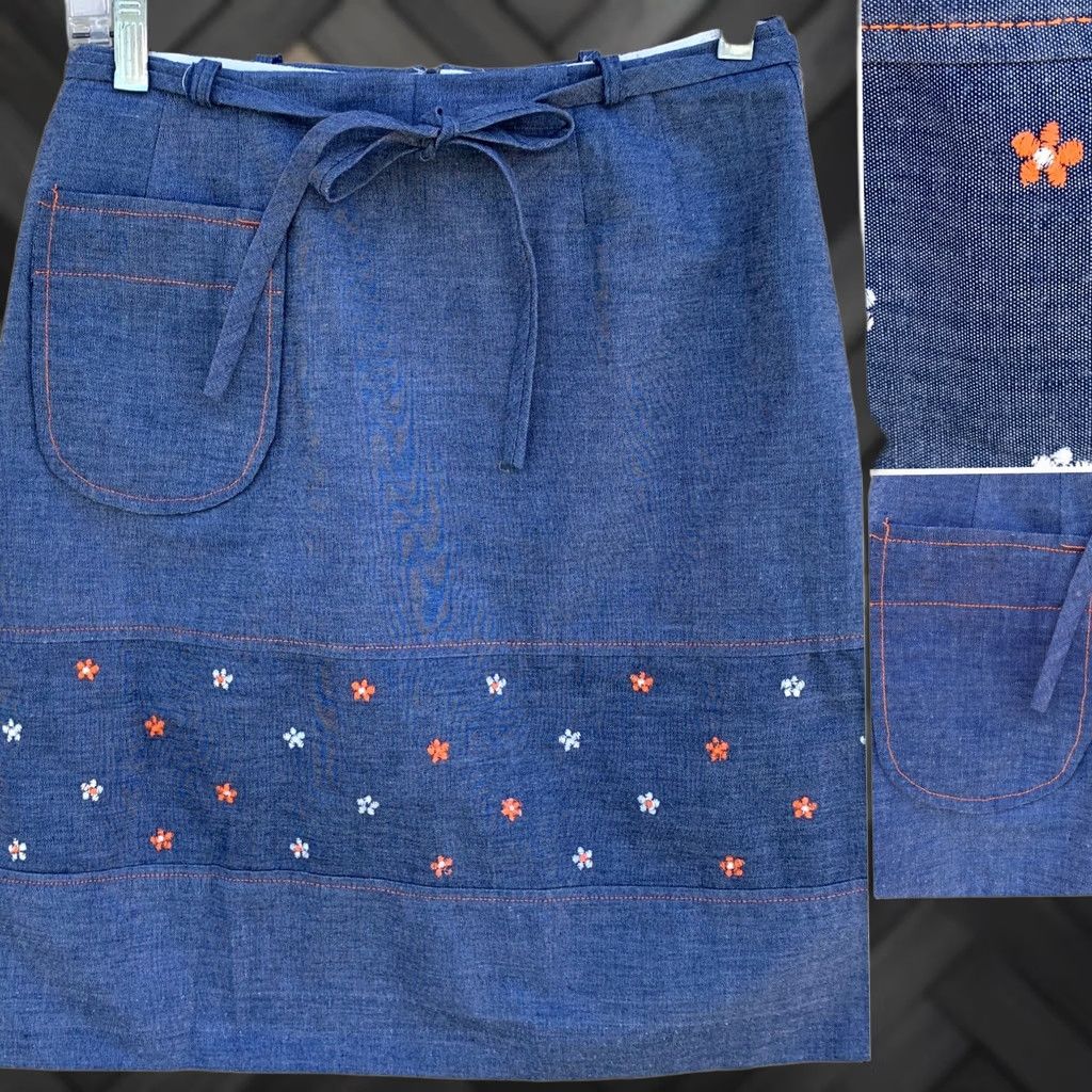 Vintage VINTAGE By David Smith Denim Skirt Skort 14 1960s 60s 70s Chambray Blue Size 36" / US 14 / IT 50 - 1 Thumbnail