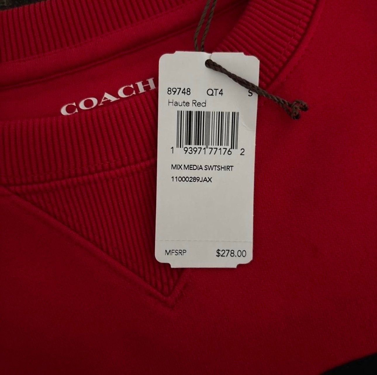 Coach Coach Red Black Cotton Fleece Pullover Sweatshirt Size US S / EU 44-46 / 1 - 2 Thumbnail