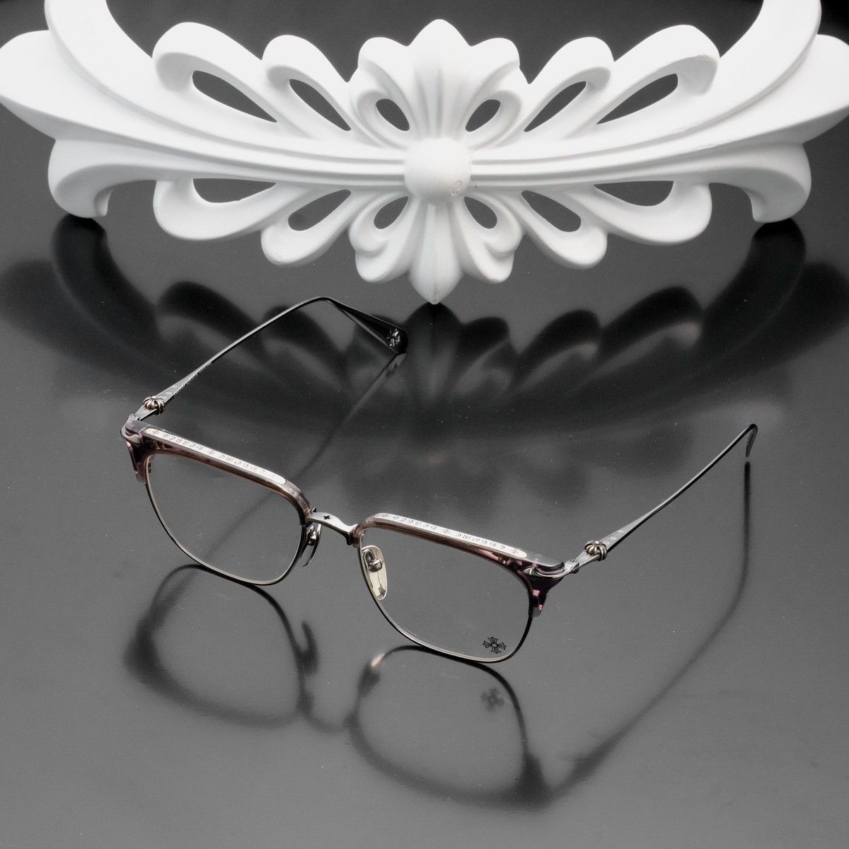 C] Chrome Hearts glasses SLUNTRADICTION Black Silver 54□19