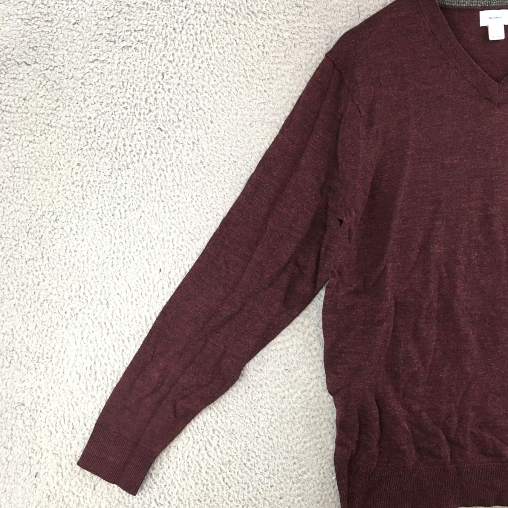 Old Navy Old Navy Mens L Sweater Pullover V-Neck Long Sleeve Knit Top Burgundy Maroon Size US L / EU 52-54 / 3 - 4 Thumbnail