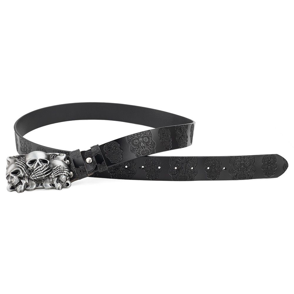 Designer Skull Vibe Vintage Belt Riveted Belts Menswear Accessories Size ONE SIZE - 4 Thumbnail