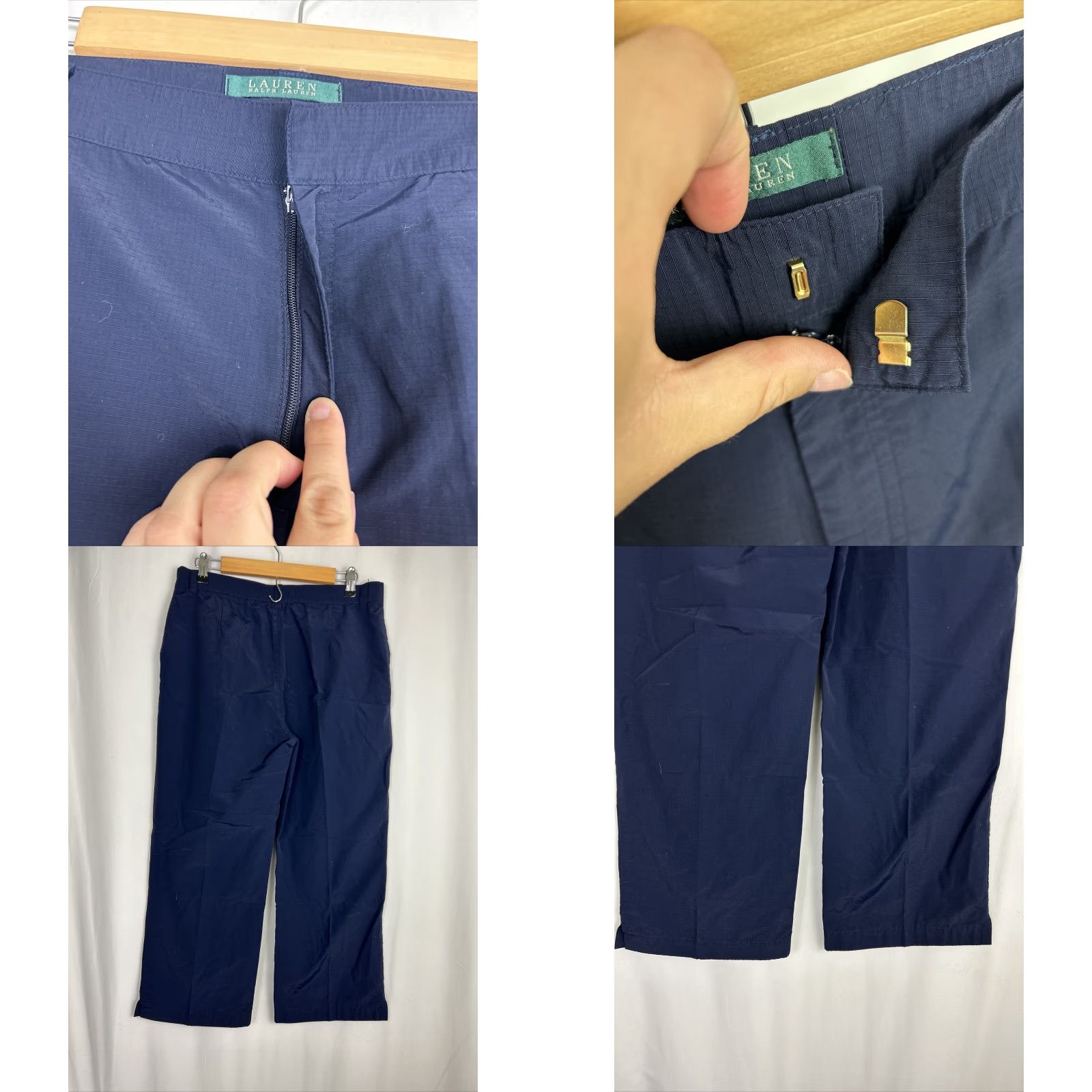Ralph Lauren VINTAGE Lauren Ralph Lauren Womens Pants Capri Wide-Leg 34x24 Navy Blue 10 Womens Size 32" / US 10 / IT 46 - 8 Thumbnail