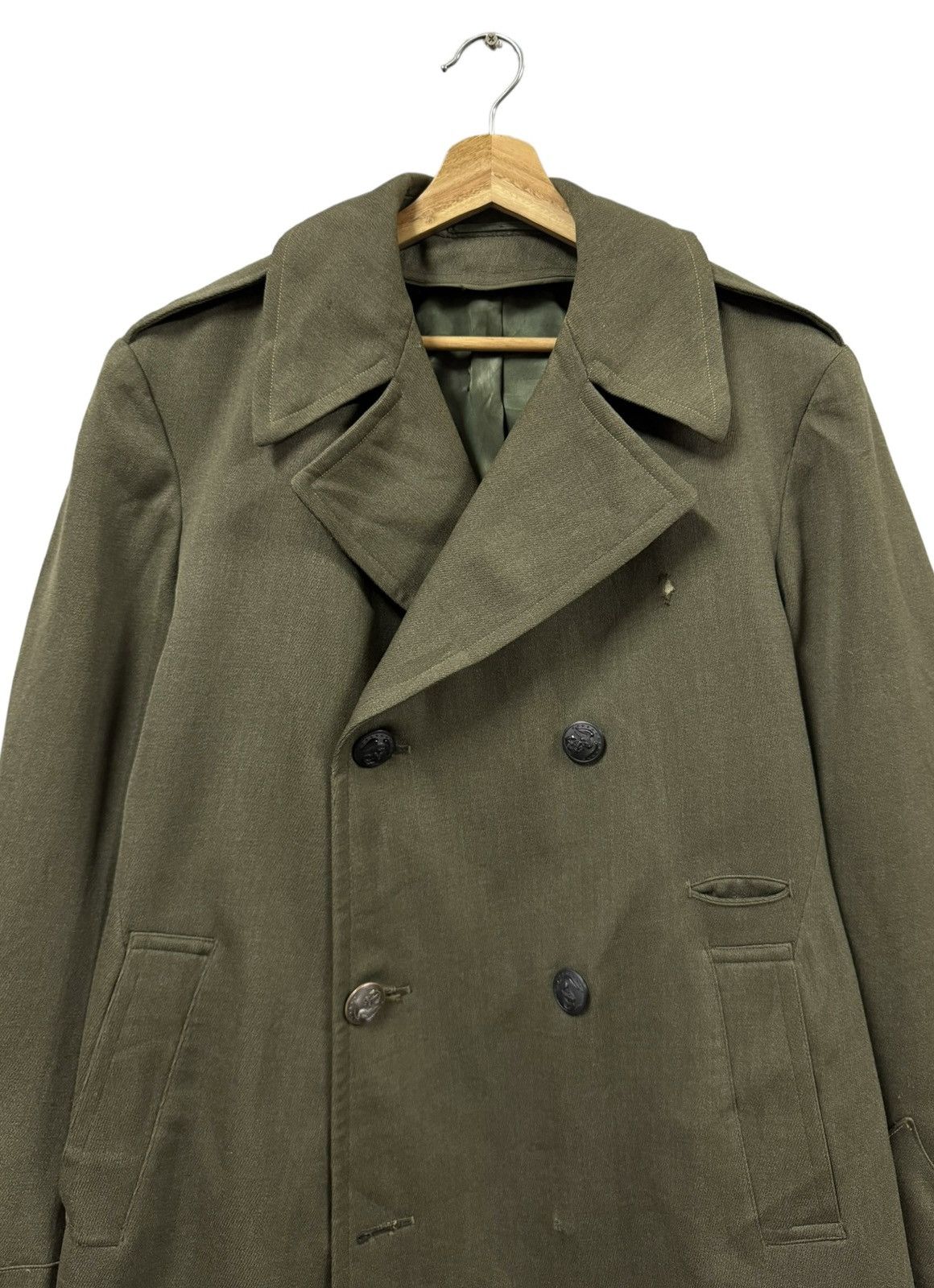 Vintage Vtg🔥60’s USMC Marine Cops Trench Overcoat Seige Green Jacket Size US M / EU 48-50 / 2 - 5 Thumbnail