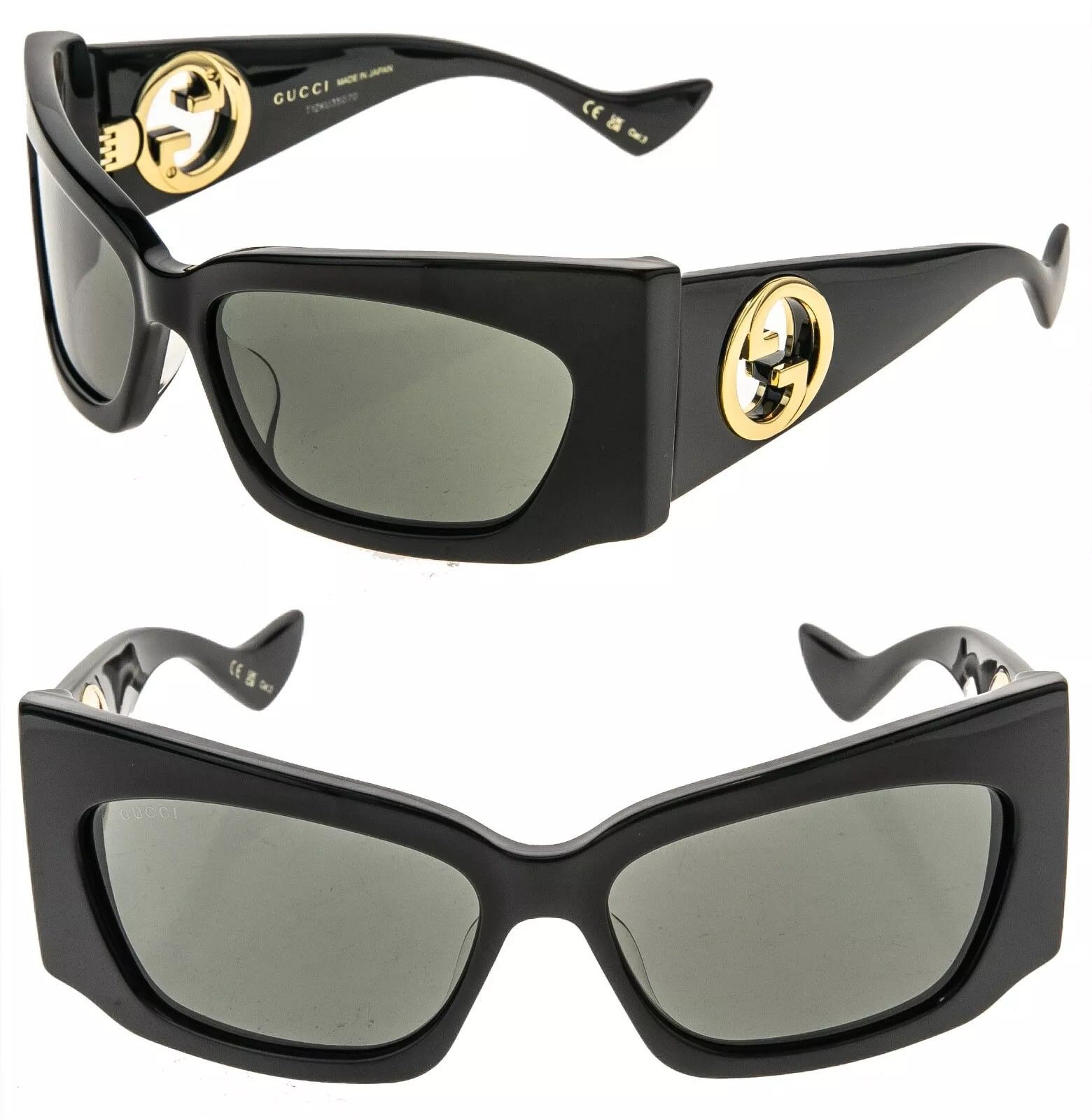 Gucci GUCCI 1412 Black Gold Logo Gg1412S Geometric Mask Wrap 001 Size ONE SIZE - 1 Thumbnail