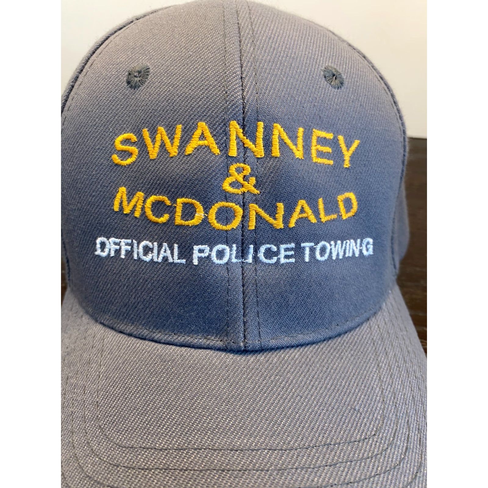 Vintage Police Towing Hat Adult One Size Gray Snapback Twill Logo Swanney McDonald Cops Size ONE SIZE - 2 Thumbnail
