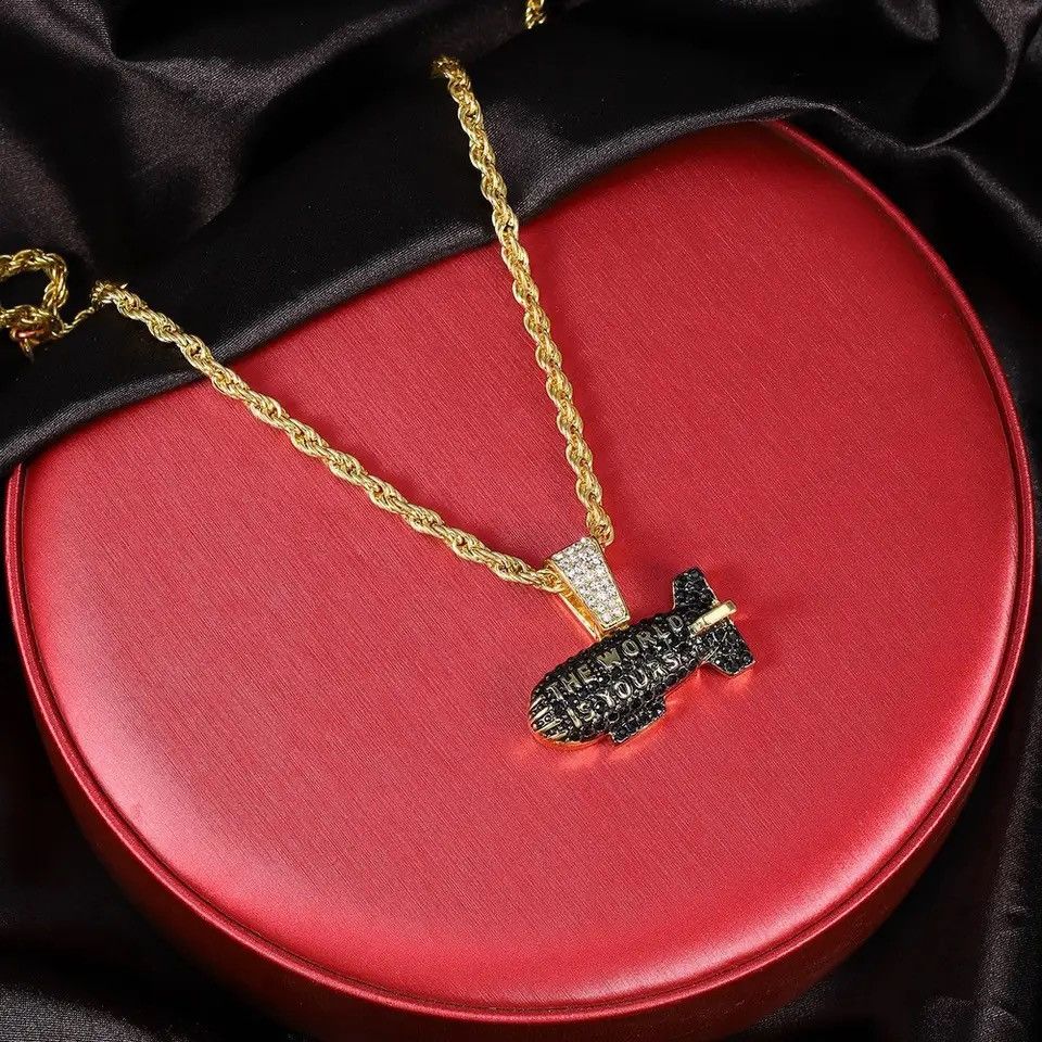 Jewelry Missile Pendant With 4mm Wide Rope Chain Size ONE SIZE - 2 Thumbnail