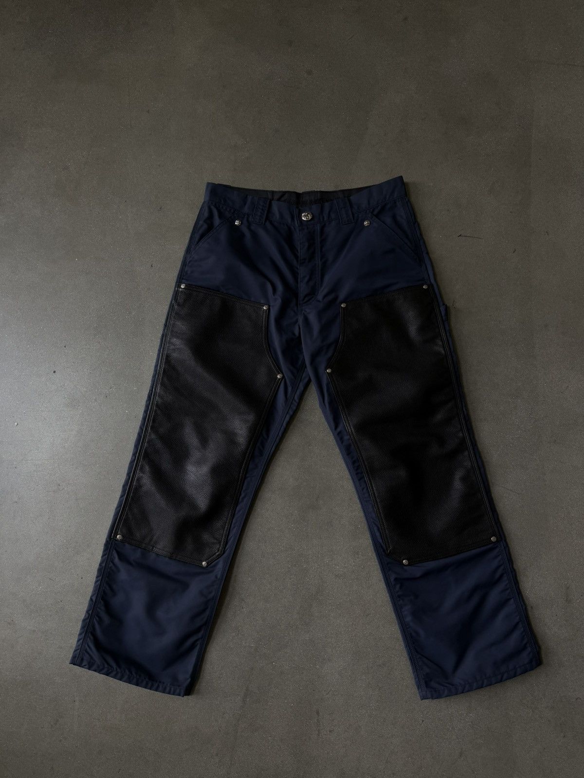 Chrome Hearts Chrome Hearts Navy Nylon & Leather Carpenter Pants Size US 34 / EU 50 - 1 Thumbnail