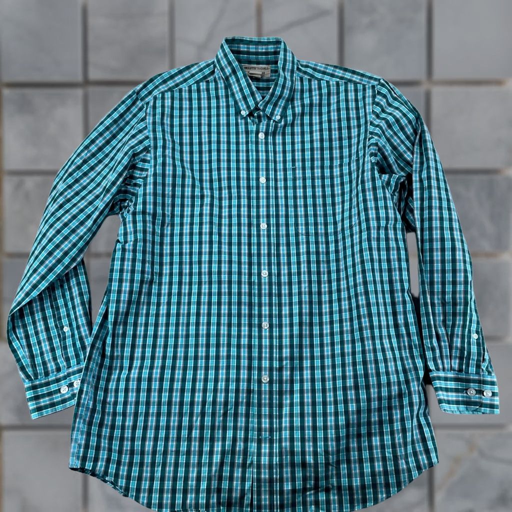 Vintage Duluth Wrinklefighter Shirt Men LT Green Plaid Slim Collared Button-Down Shirt Size US L / EU 52-54 / 3 - 1 Thumbnail
