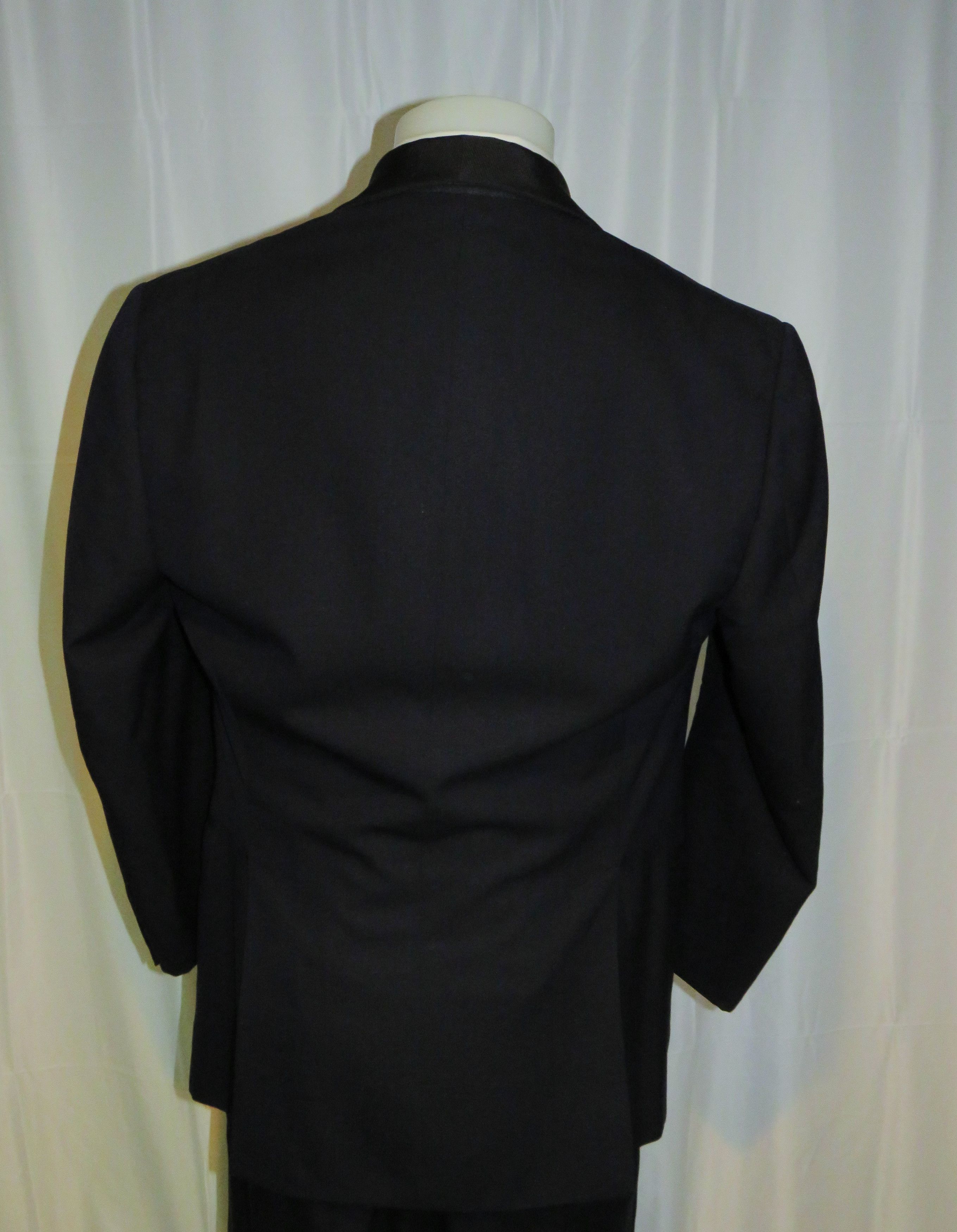 Alan Flusser Bespoke Navy Herringbone Shawl Collar One Button Tuxedo 40R Size 40R - 16 Thumbnail