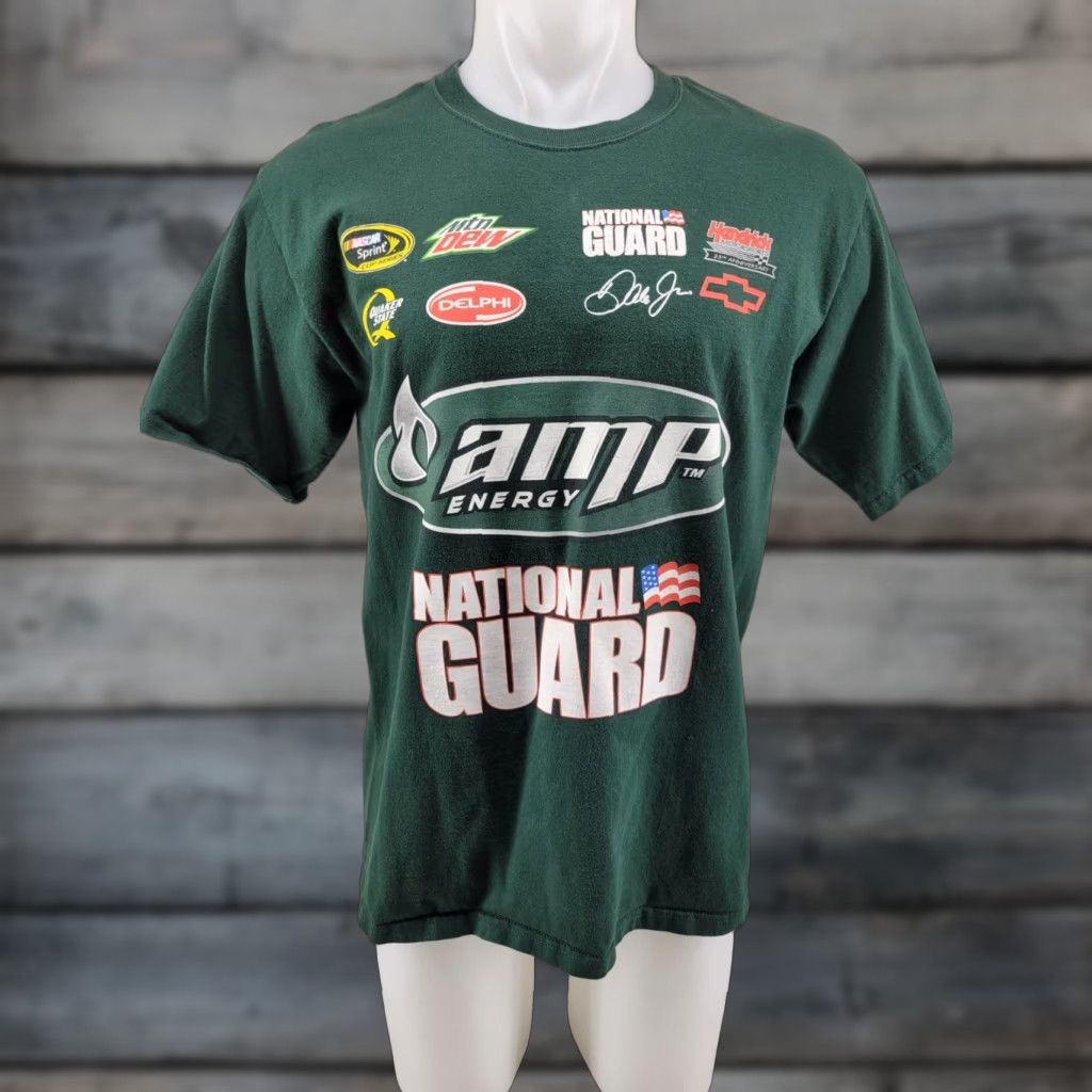 Vintage VINTAGE Chase NASCAR T-Shirt Shirt Men L Green Dale Earnhardt Jr. #88 Mountain Dew National Guard 90s Mens Size US L / EU 52-54 / 3 - 1 Thumbnail