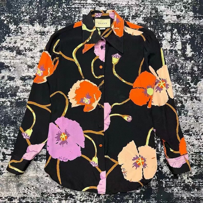 Gucci Gucci Co-branded printed mulberry silk shirt Size XS / US 0-2 / IT 36-38 - 1 Thumbnail