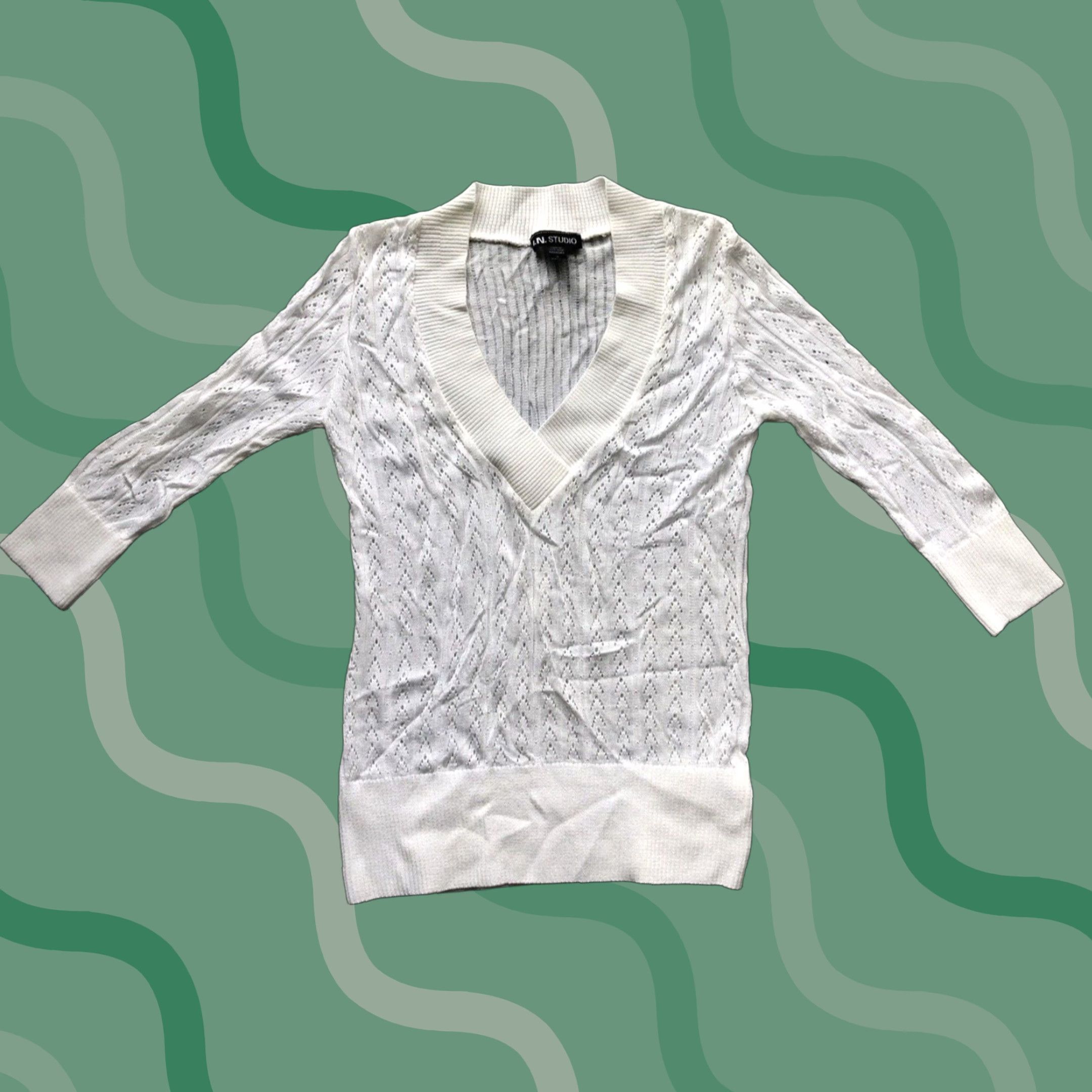 Vintage NWT I.N. Studio Sweater Long Sleeve White Size Small Acrylic Spandex Pullover Women Classic Preppy Nerd White Size S / US 4 / IT 40 - 1 Thumbnail