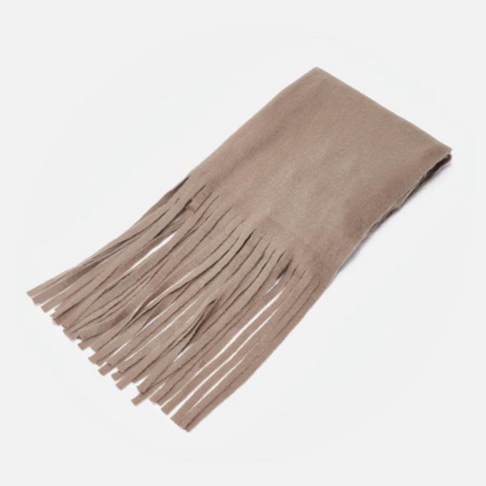 Other Light Brown Taupe Knit Fringe Scarf Soft Cozy Minimalist NWT Size ONE SIZE - 15 Thumbnail