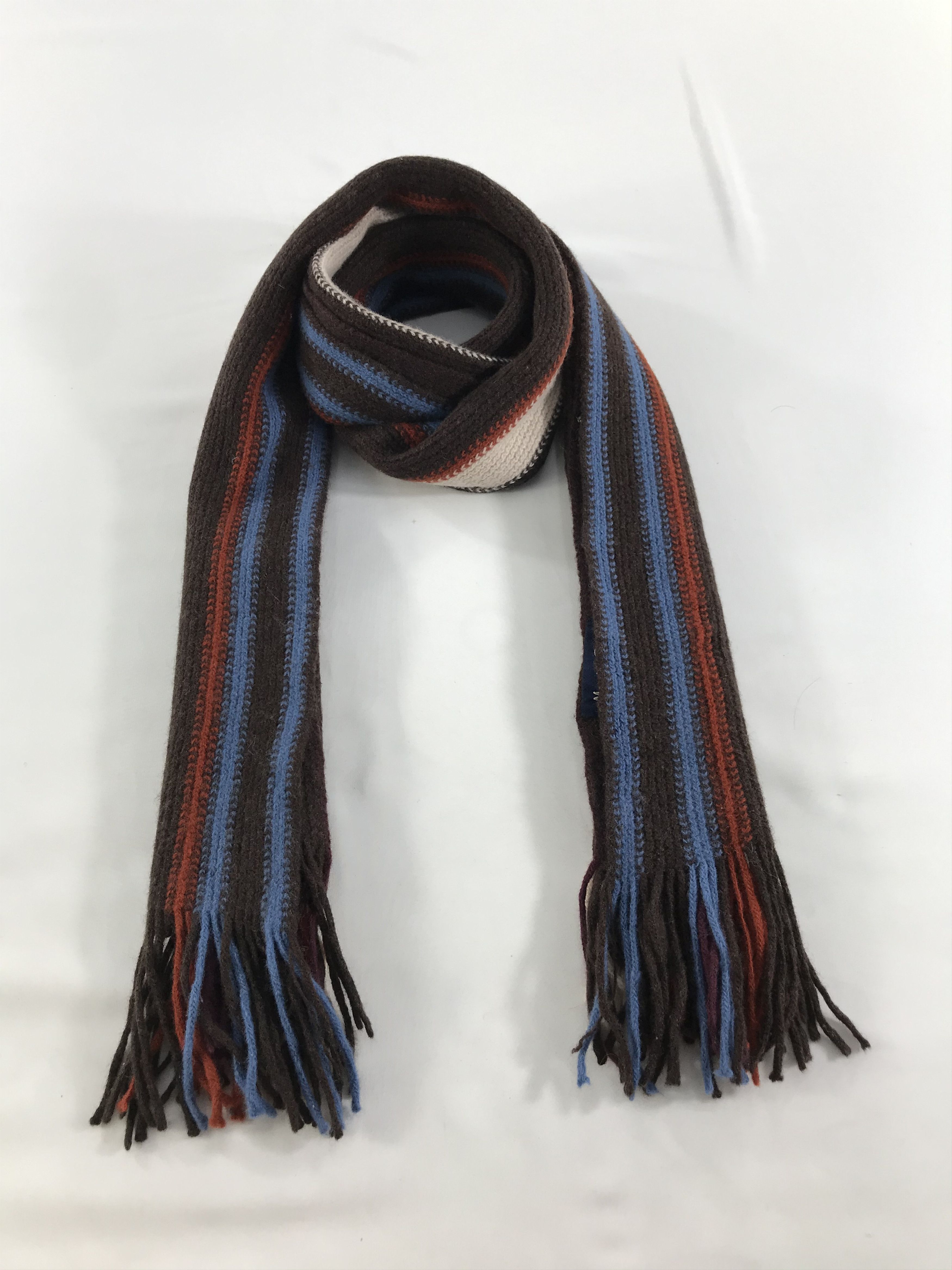 Massimo Dutti Striped Knit Wool Scarf Muffler V129