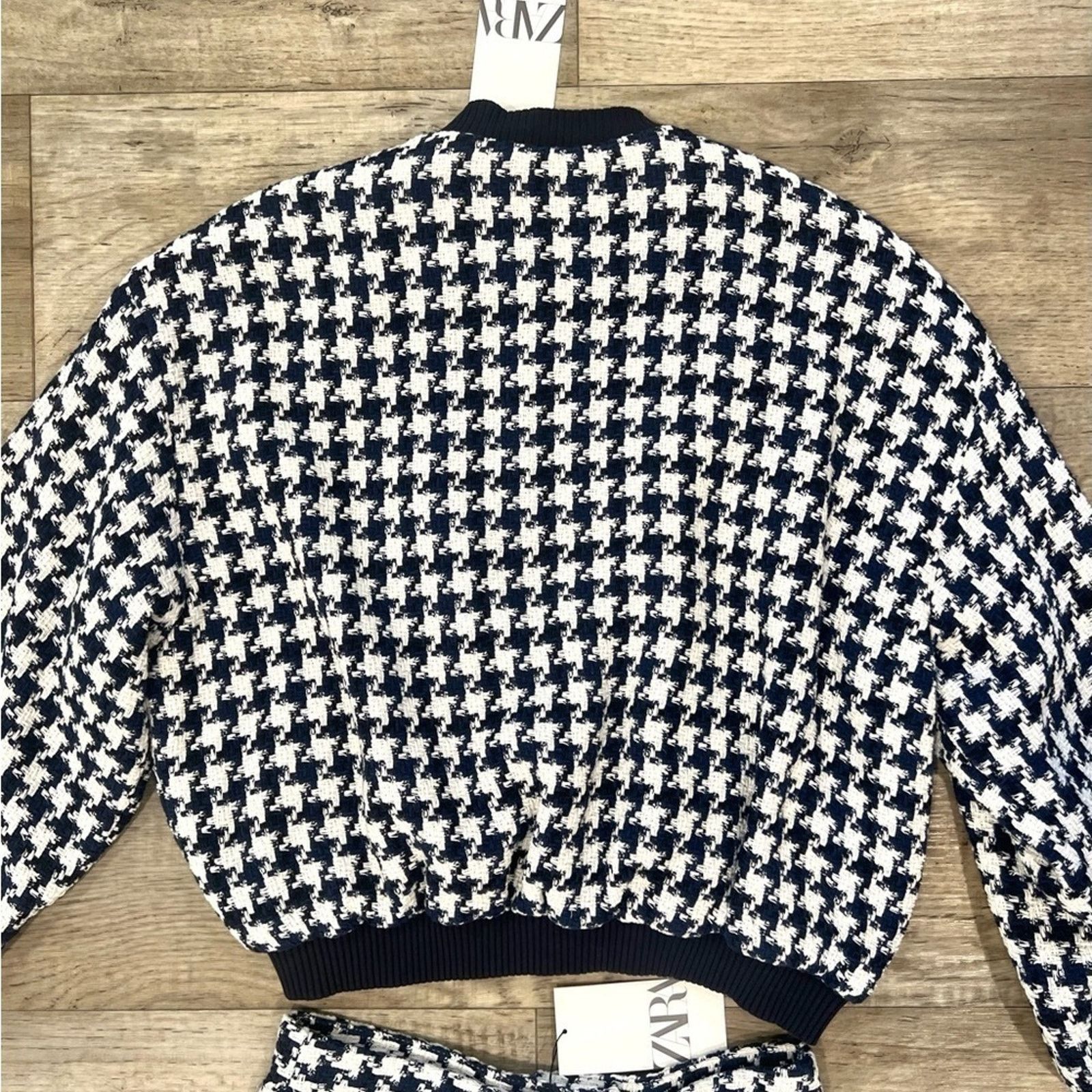 Zara ZARA Houndstooth Co-Ord Set Jacket (L) + Shorts (M) NWT Size 28" / US 6 / IT 42 - 11 Thumbnail
