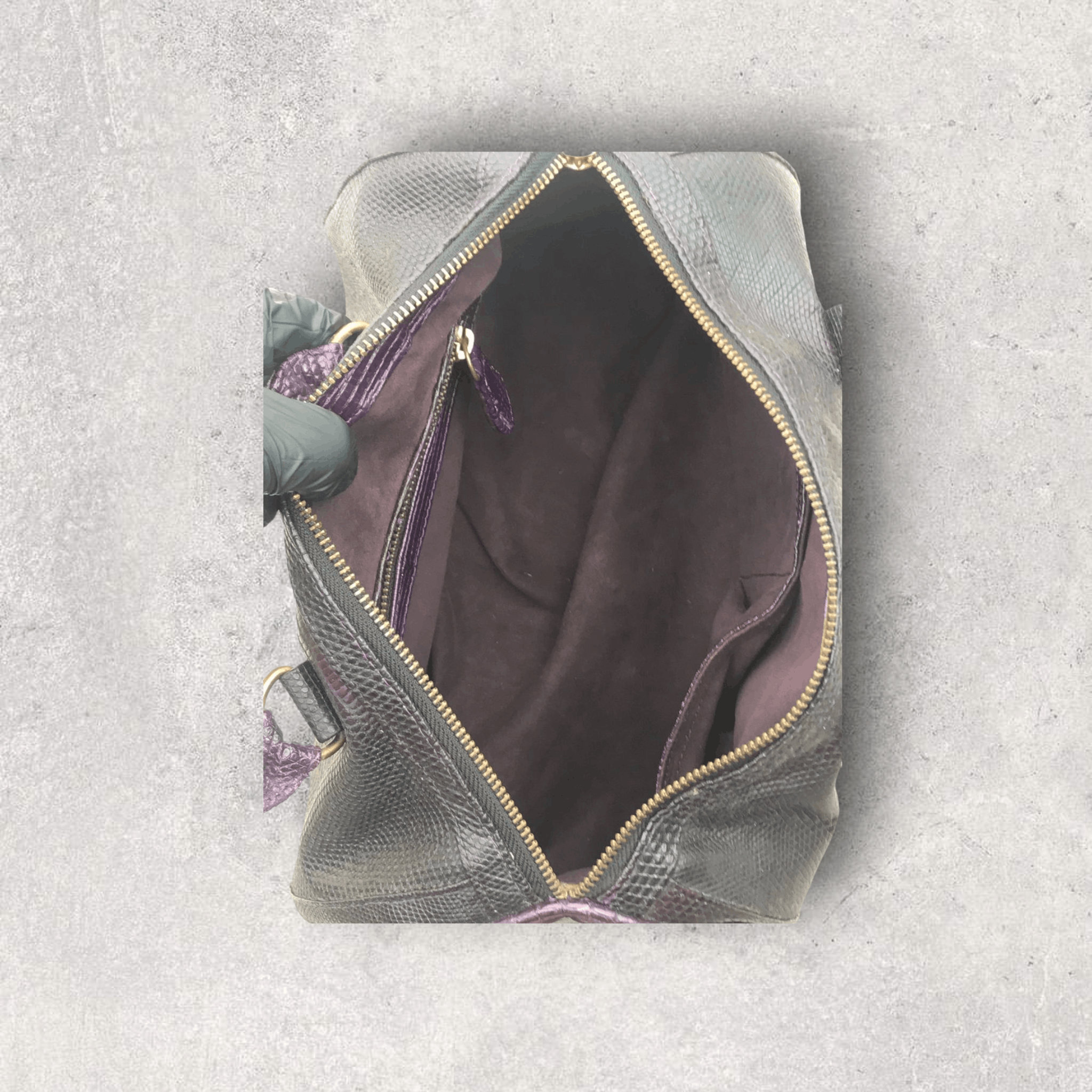 Genuine Leather Lizard Skin Leather Handmade HandleBag Size ONE SIZE - 5 Thumbnail