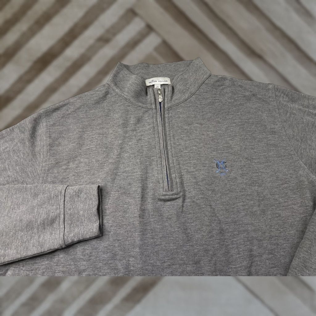 Peter Millar Peter Millar Sweater Pullover 1/4 Zip Mock Neck Long Sleeve Cotton Blend Embroidered Gray Men XL Golf Classic Men’s Size US XL / EU 56 / 4 - 1 Thumbnail