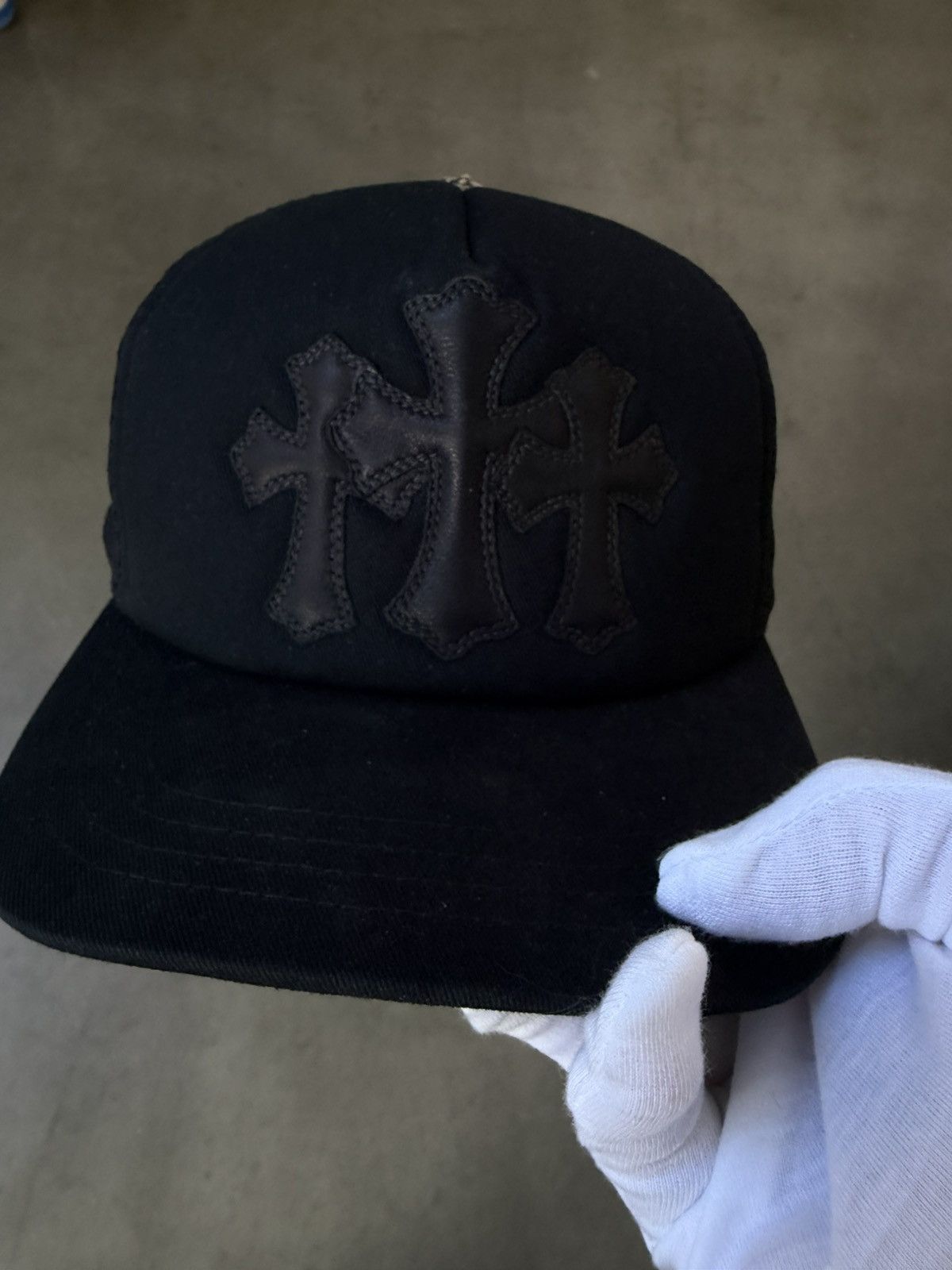 RARE! Chrome Hearts Triple Black Patch Trucker Hat