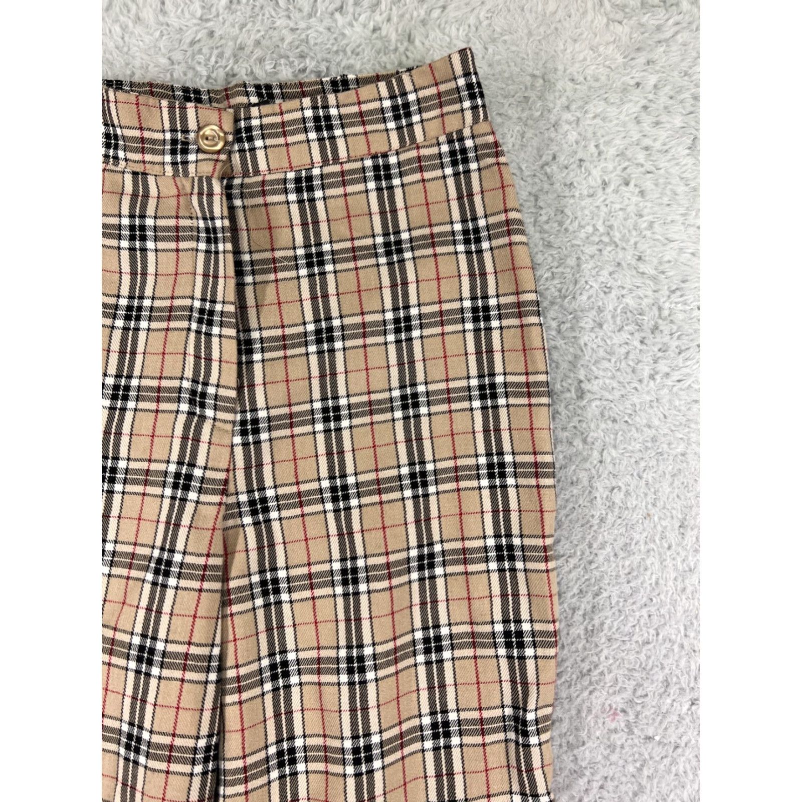 Nasty Gal Nasty Gal Pants Womens 6 Beige Plaid Polyester Blend Zip Fly Casual Wear Size 28" / US 6 / IT 42 - 6 Thumbnail
