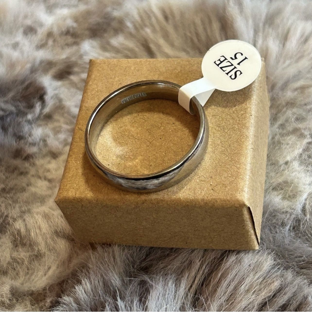 Jewelry Men’s 6mm polished Titanium comfort band wedding ring NIB 15 Size ONE SIZE - 7 Thumbnail