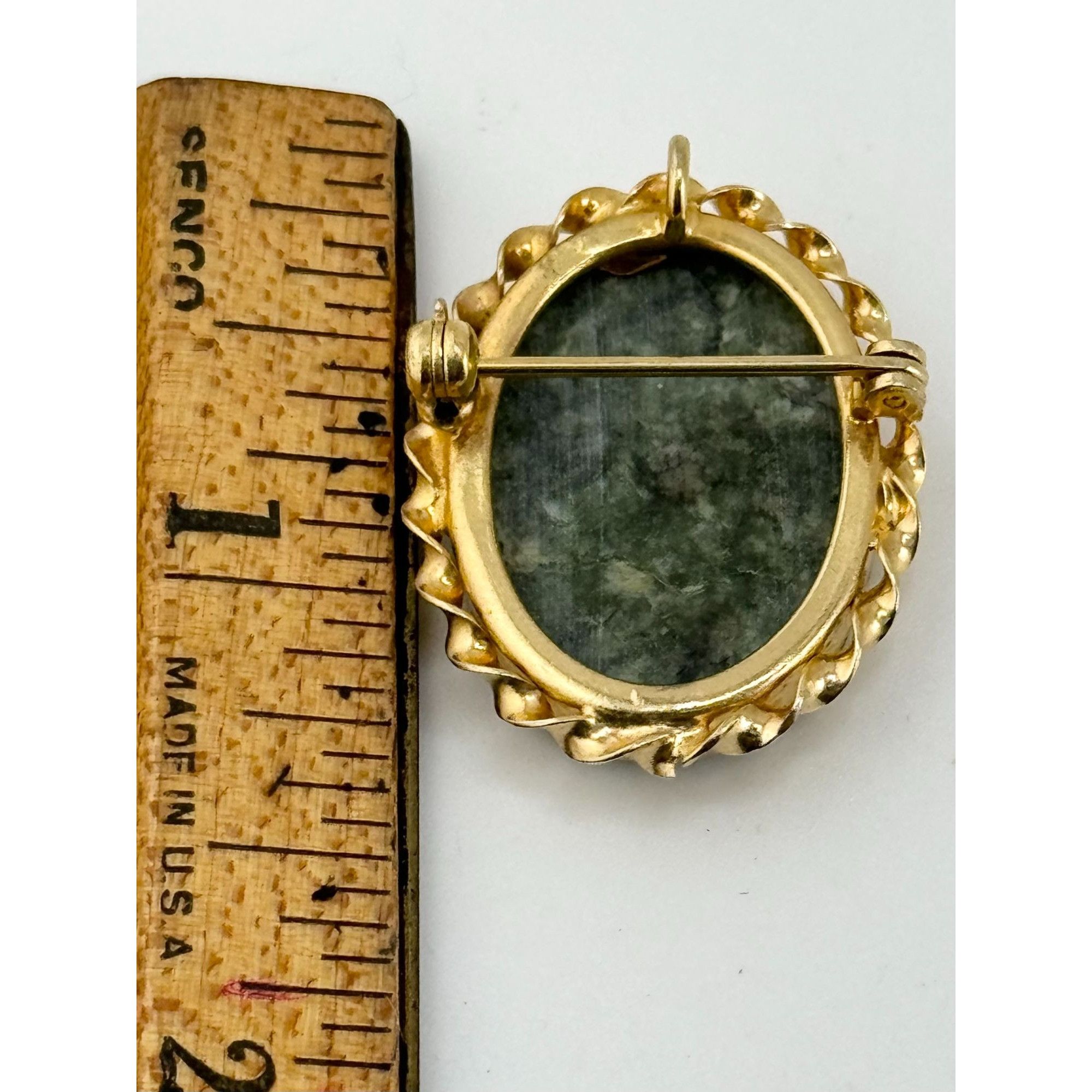 Vintage Vintage green agate stone brooch pin pendant Size ONE SIZE - 5 Thumbnail