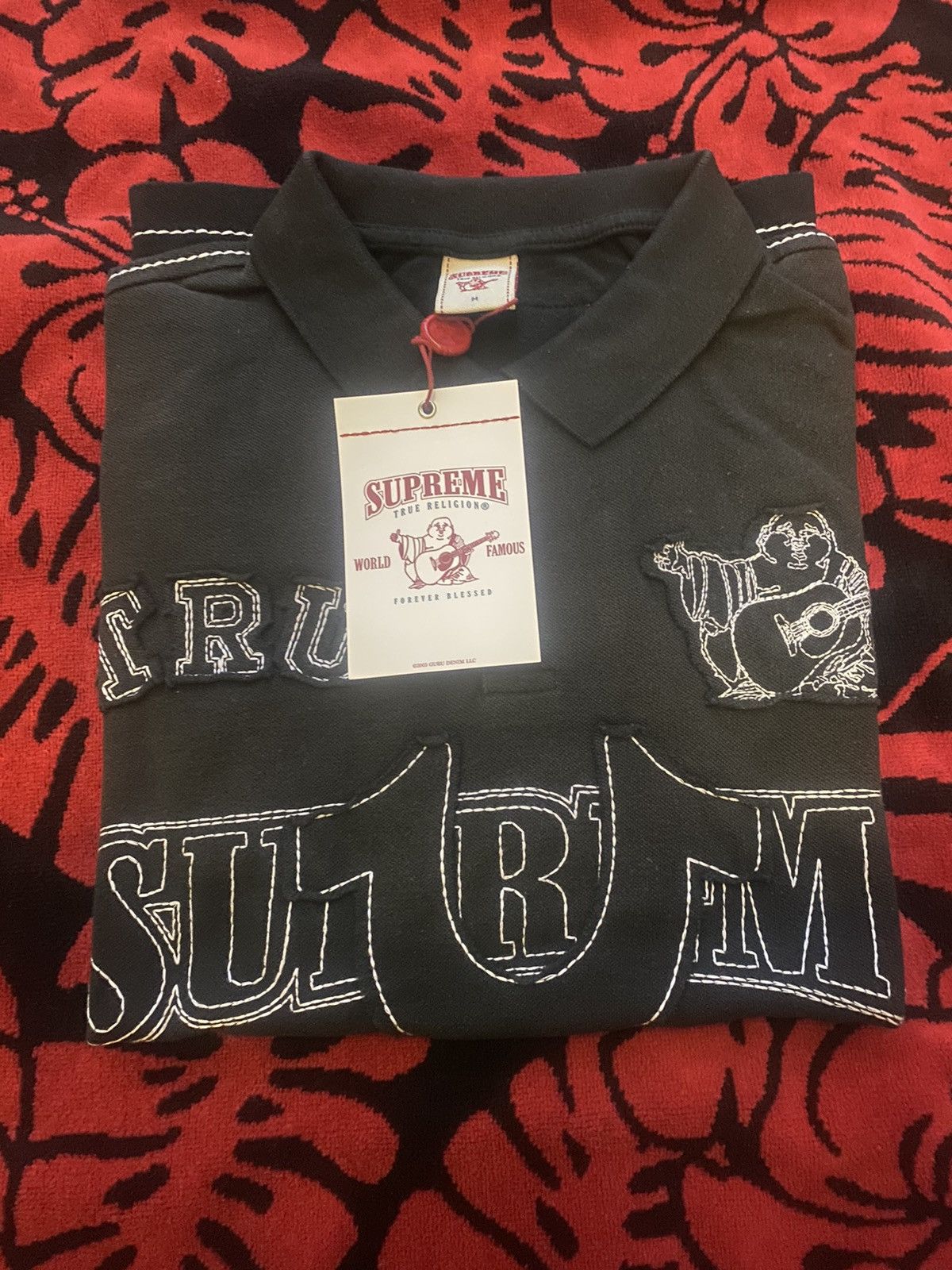 Supreme True Religion Applique Polo Black Medium