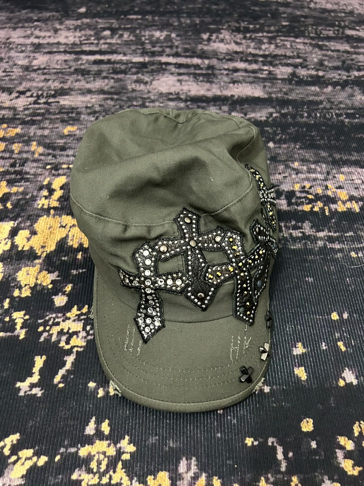 Japanese Brand Dream Control Cross Swarovski Patrol Caps Size ONE SIZE - 4 Thumbnail