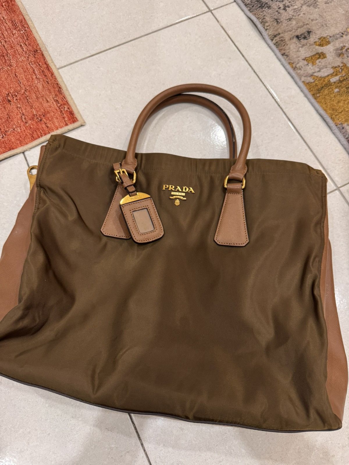 Prada Prada Brown Tessuto e Saffiano leather tote bag Size ONE SIZE - 2 Thumbnail