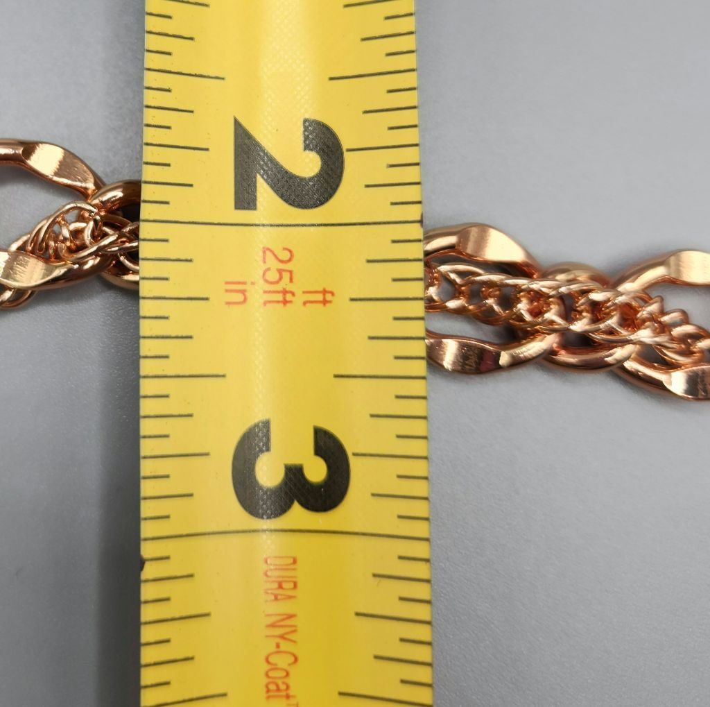 Designer Chunky Rose Gold-Tone Bracelet Double Strand Intertwined 7.5 Size ONE SIZE - 9 Thumbnail