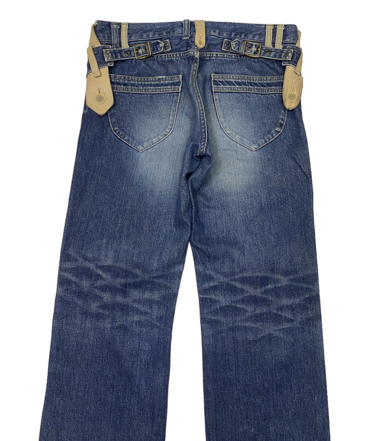 If Six Was Nine 🔥RARE PRIGS DISTRESSED DENIM LEATHER WAIST PART JEANS Size US 32 / EU 48 - 6 Thumbnail