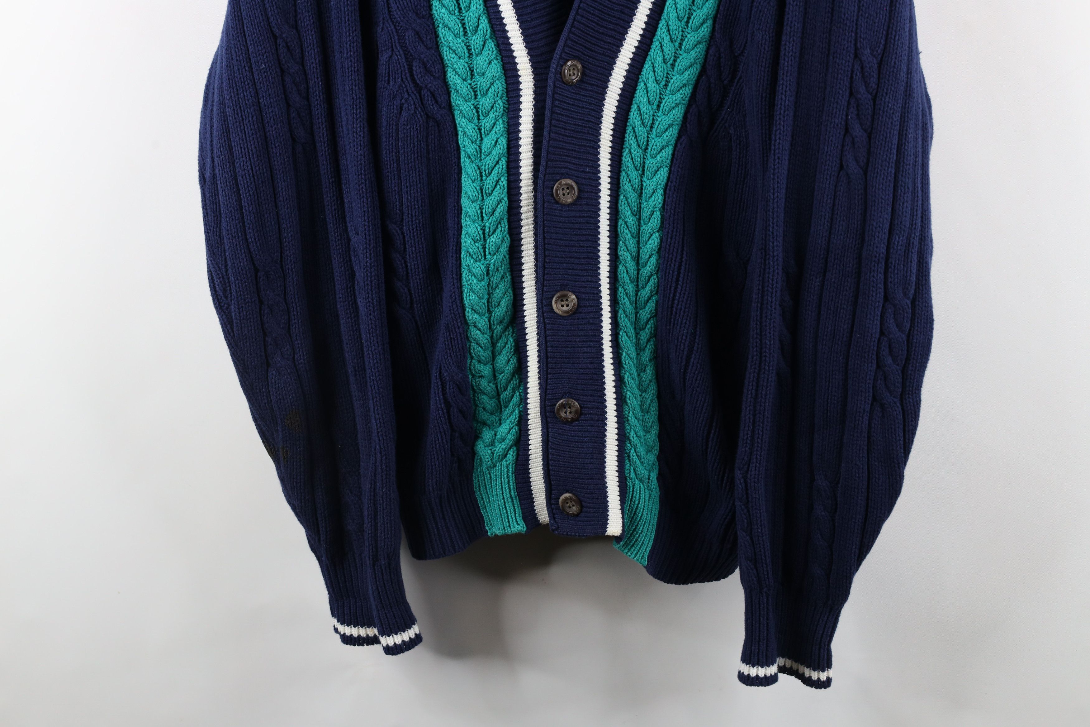 Vintage Vintage 90s Streetwear Framed Cable Knit Cardigan Sweater Size US M / EU 48-50 / 2 - 3 Thumbnail