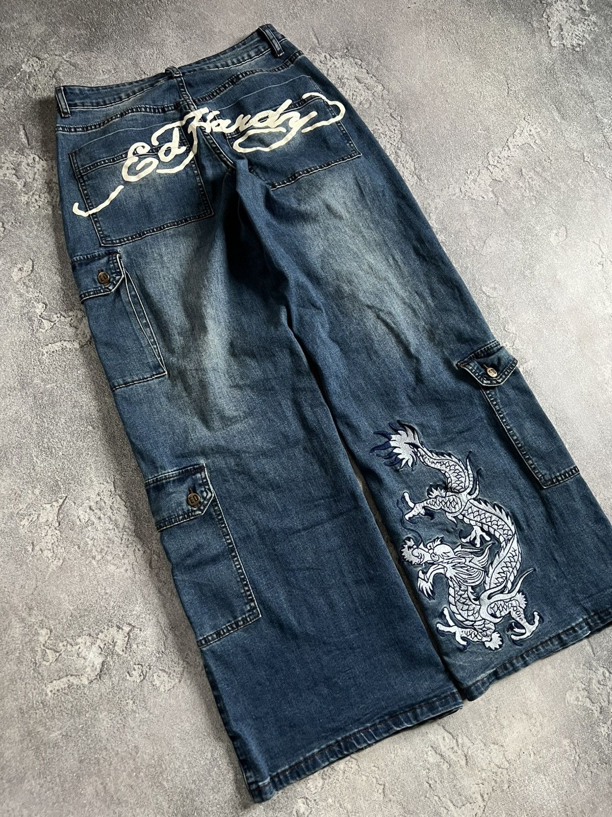 Ed Hardy Ed Hardy X Urban Outfitters Cargo Dragon Logo Denim Jeans S Size US 34 / EU 50 - 2 Thumbnail