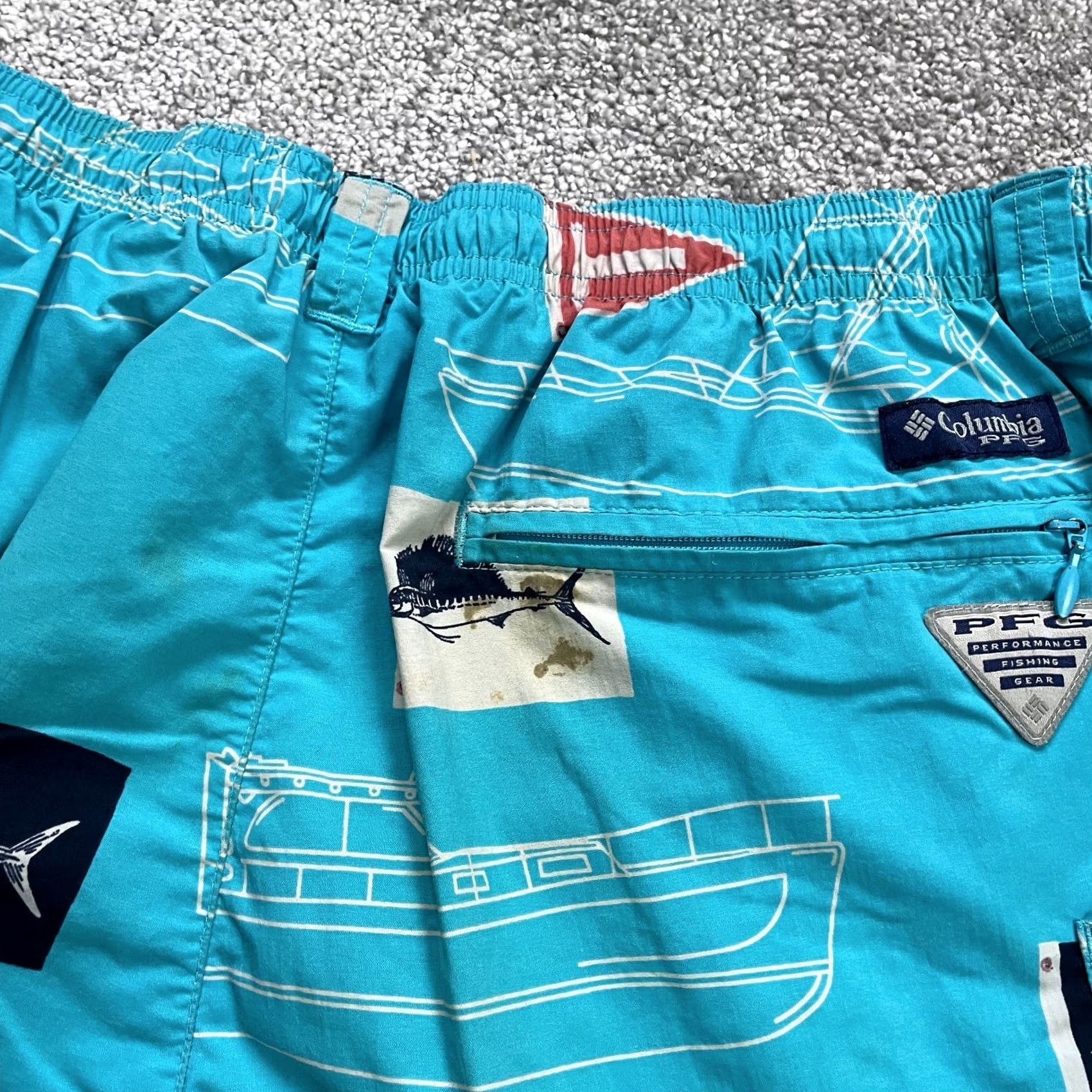 Vintage Columbia PFG Board Shorts Mens Large Blue Fishing Swimming Trunks Omni Shade Size US 33 - 3 Thumbnail