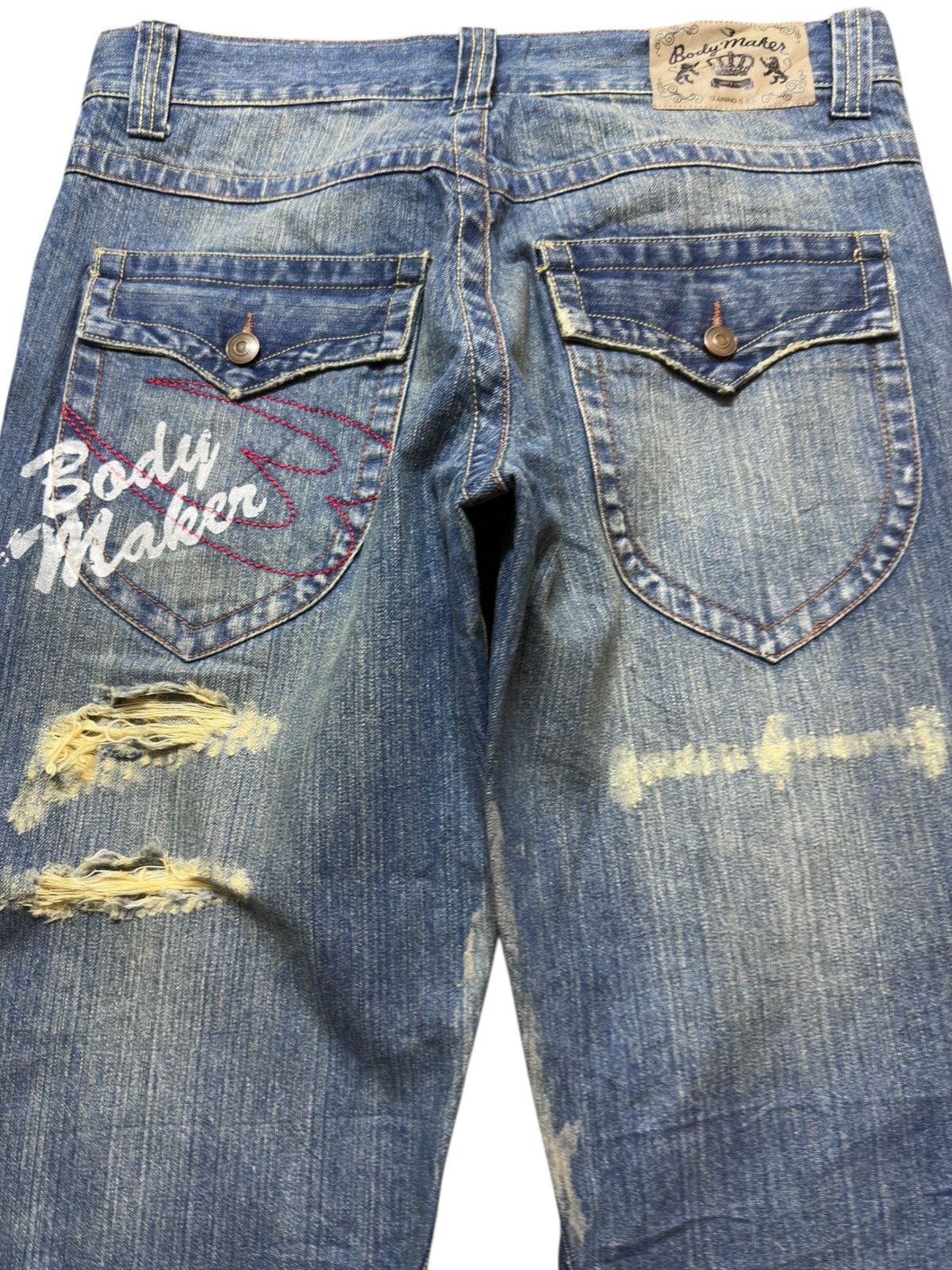 If Six Was Nine Vintage Body Maker Flare Mudwash Grunge Distressed Denim Size US 33 - 7 Thumbnail