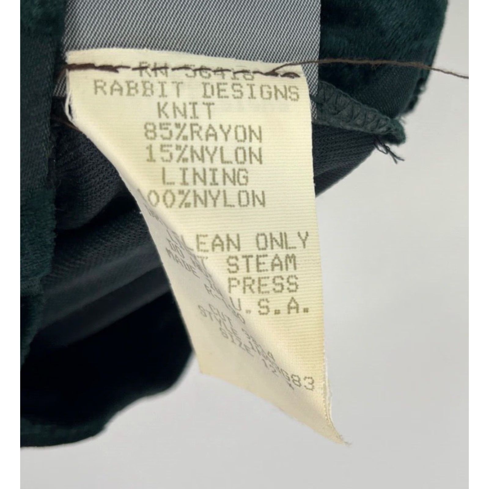 Velour VINTAGE Rabbit Designs Velour Leaf Print Mock neck Green Women's Dress Mini Dress 1990s Eveningwear Clubwear 38 34 36" Hip 44" M/L XS? Size XXS / US 00 / IT 34 - 7 Thumbnail
