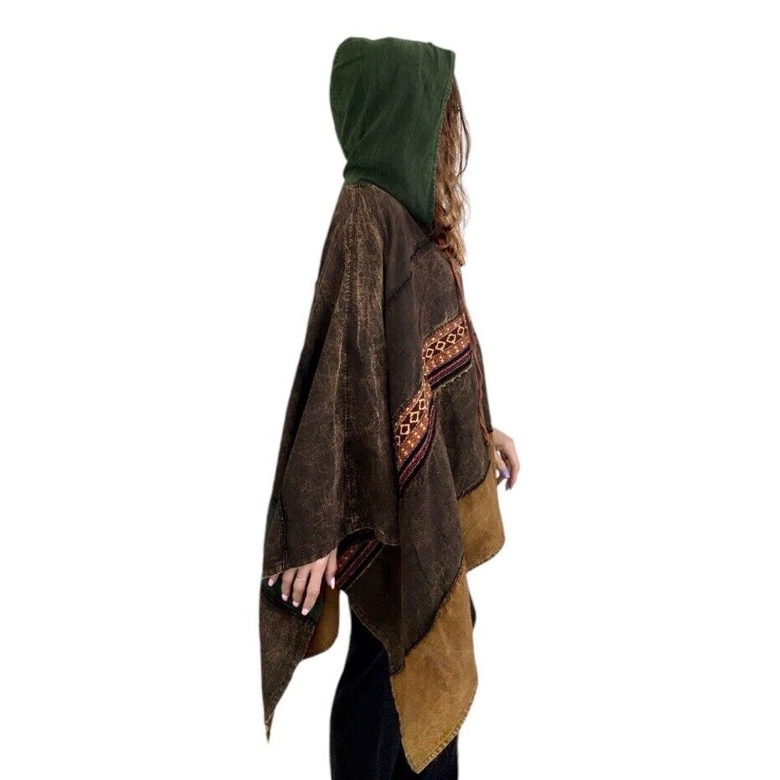 Kathmandu Vintage KATHMANDU IMPORTS Hooded Poncho 100% Cotton OS Size ONE SIZE - 2 Thumbnail