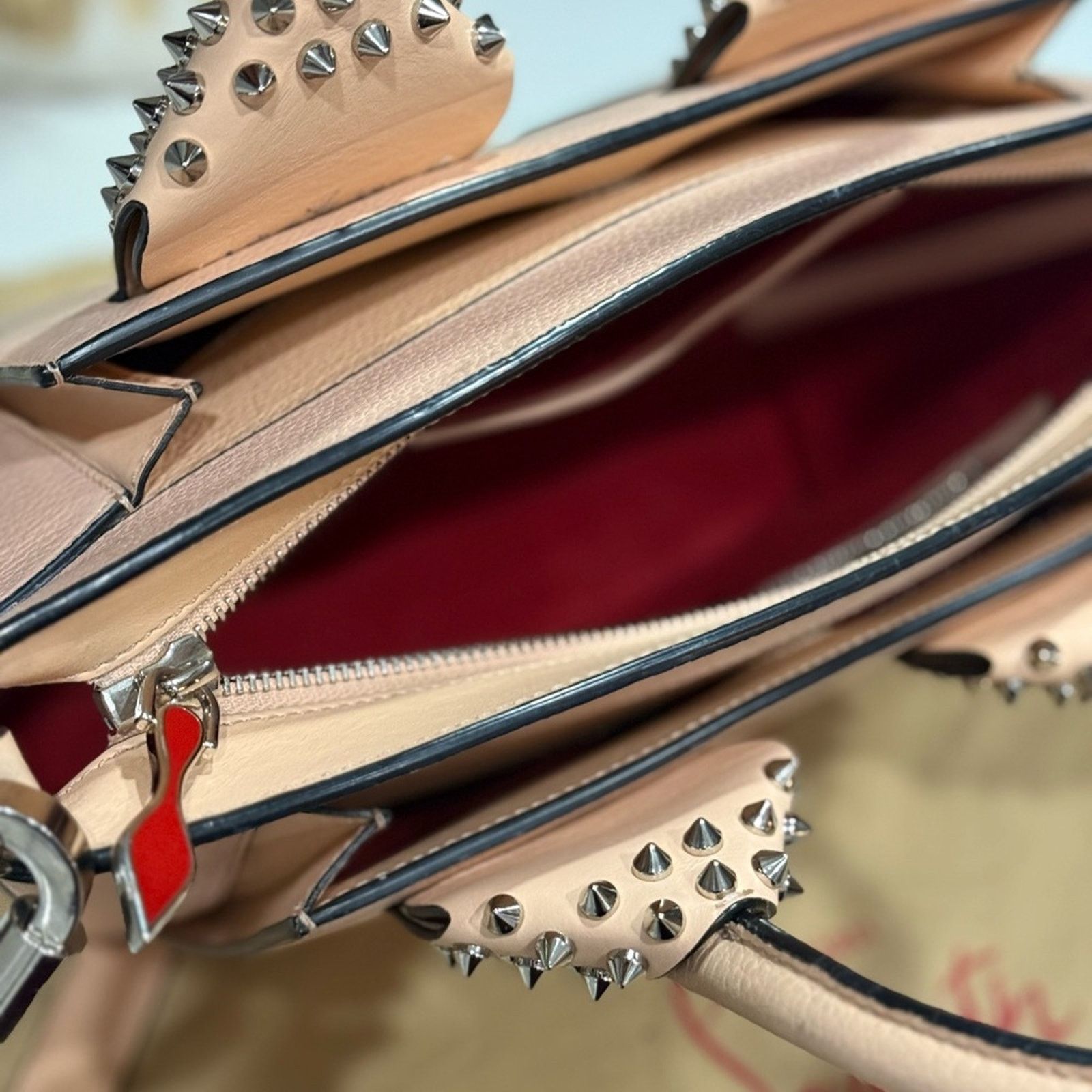 Christian Louboutin Christian Louboutin Eloise Small Studded Leather Tote Beige Size ONE SIZE - 5 Thumbnail