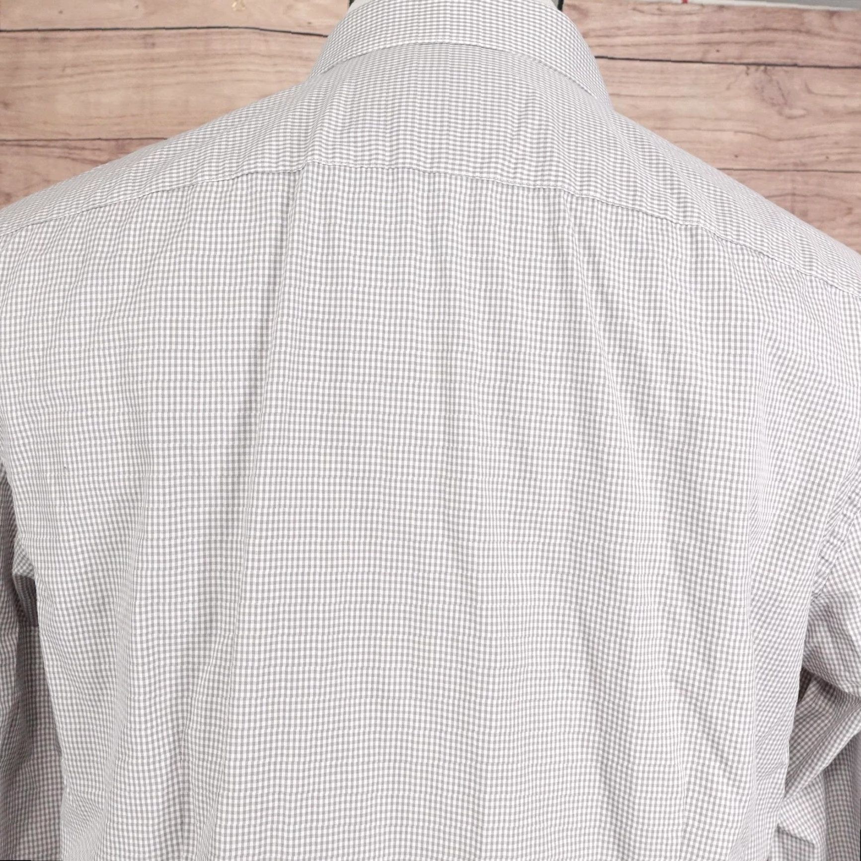Ben Sherman Ben Sherman Dress Shirt Mens 16.5 34/35 Gray Gingham Slim Fit Point Collar Long Sleeve Button-Up Size 46R - 5 Thumbnail