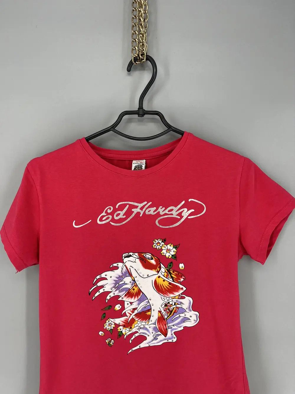 Christian Audigier Vintage Ed Hardy Women’s Rhinestones T-Shirt Size XL / US 12-14 / IT 48-50 - 4 Thumbnail