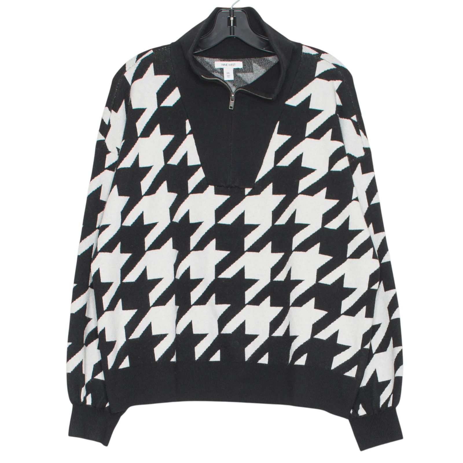Nine West NWT Nine West Sweater 1/4 Zip Houndstooth Black White XXL Size XXL / US 16-18 / IT 52-54 - 1 Thumbnail