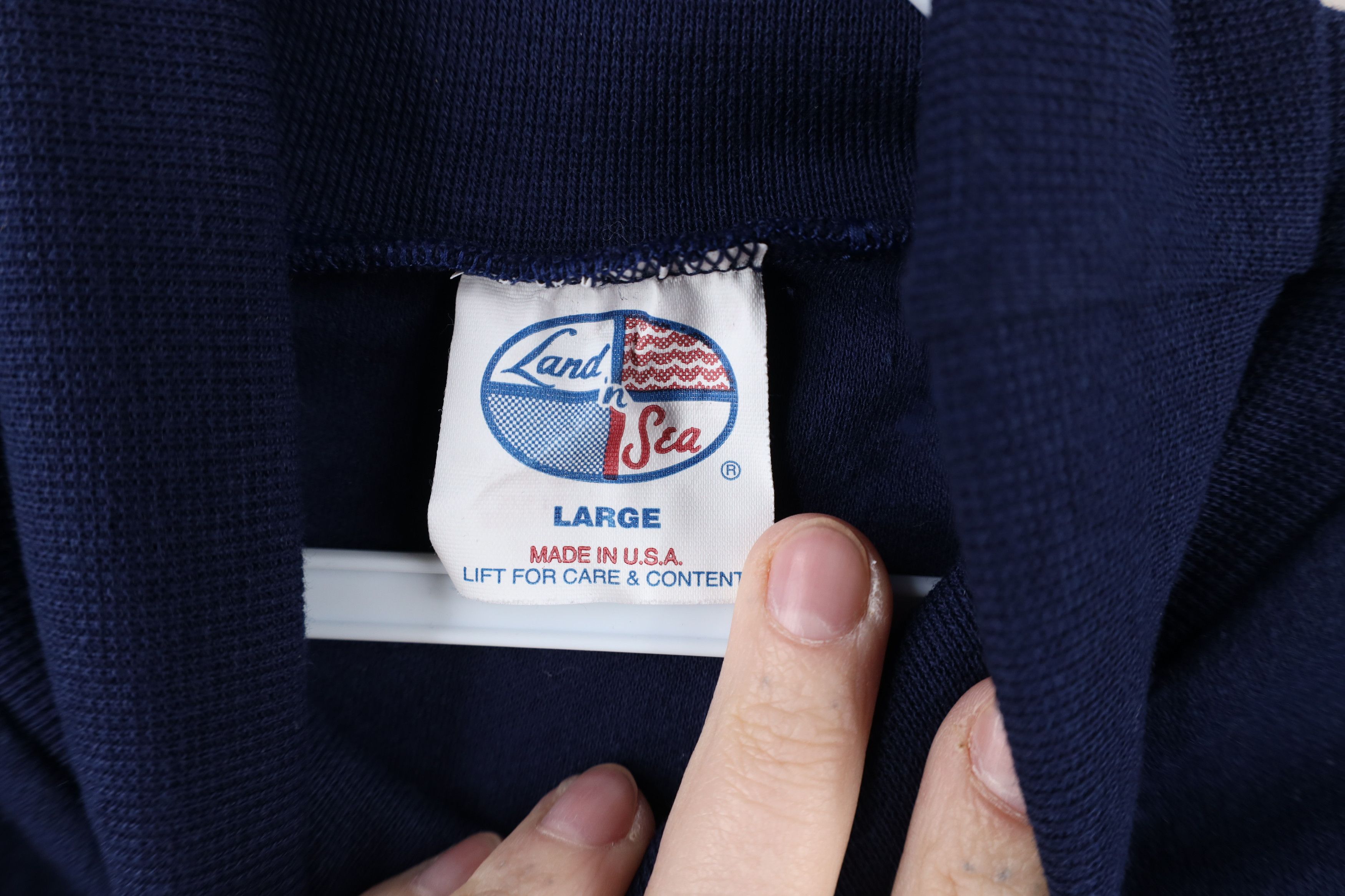 Vintage Vintage 70s Streetwear Turtleneck T-Shirt Navy Blue USA Size L / US 10 / IT 46 - 6 Thumbnail