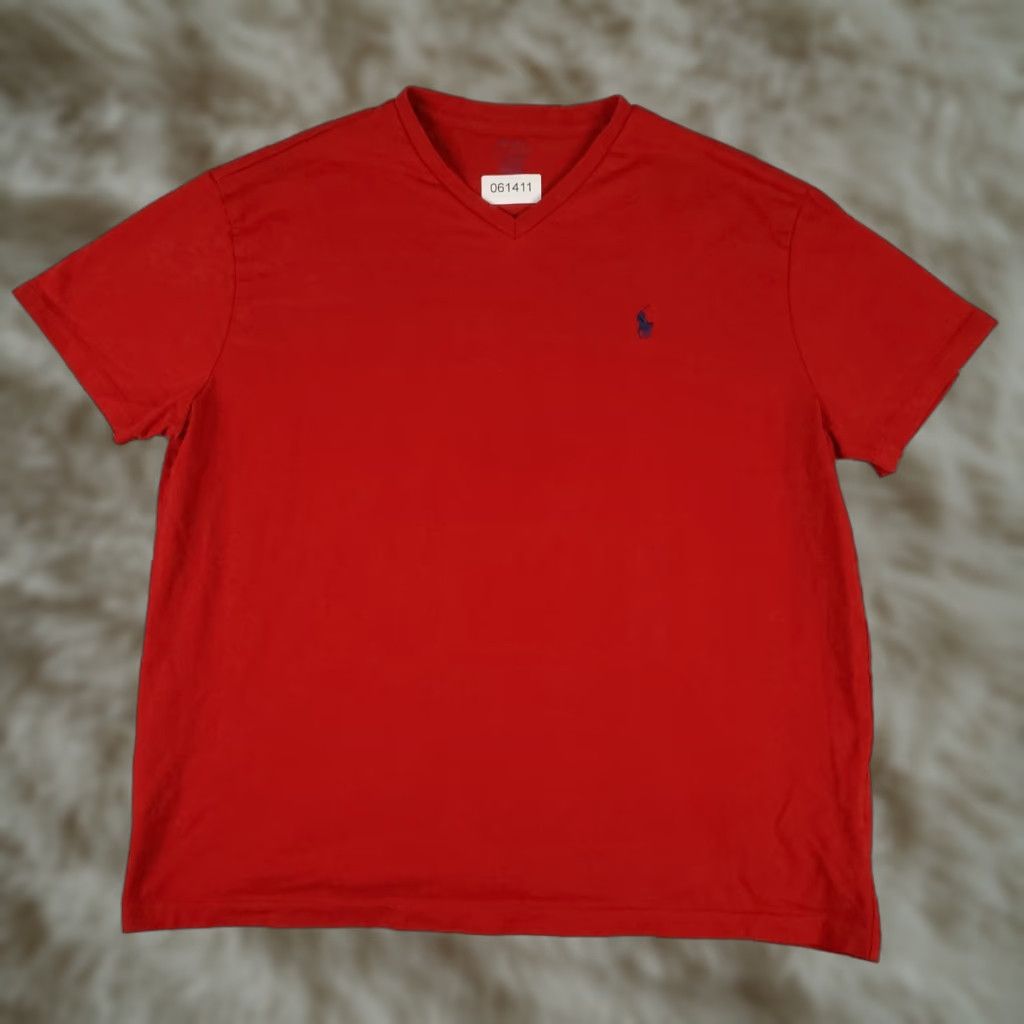 Ralph Lauren Ralph Lauren T Shirt Mens Large Red V-Neck Slim Fit Pony Logo Short Sleeve Adult L Shirt Mens Red Polo Tee Size US L / EU 52-54 / 3 - 1 Thumbnail