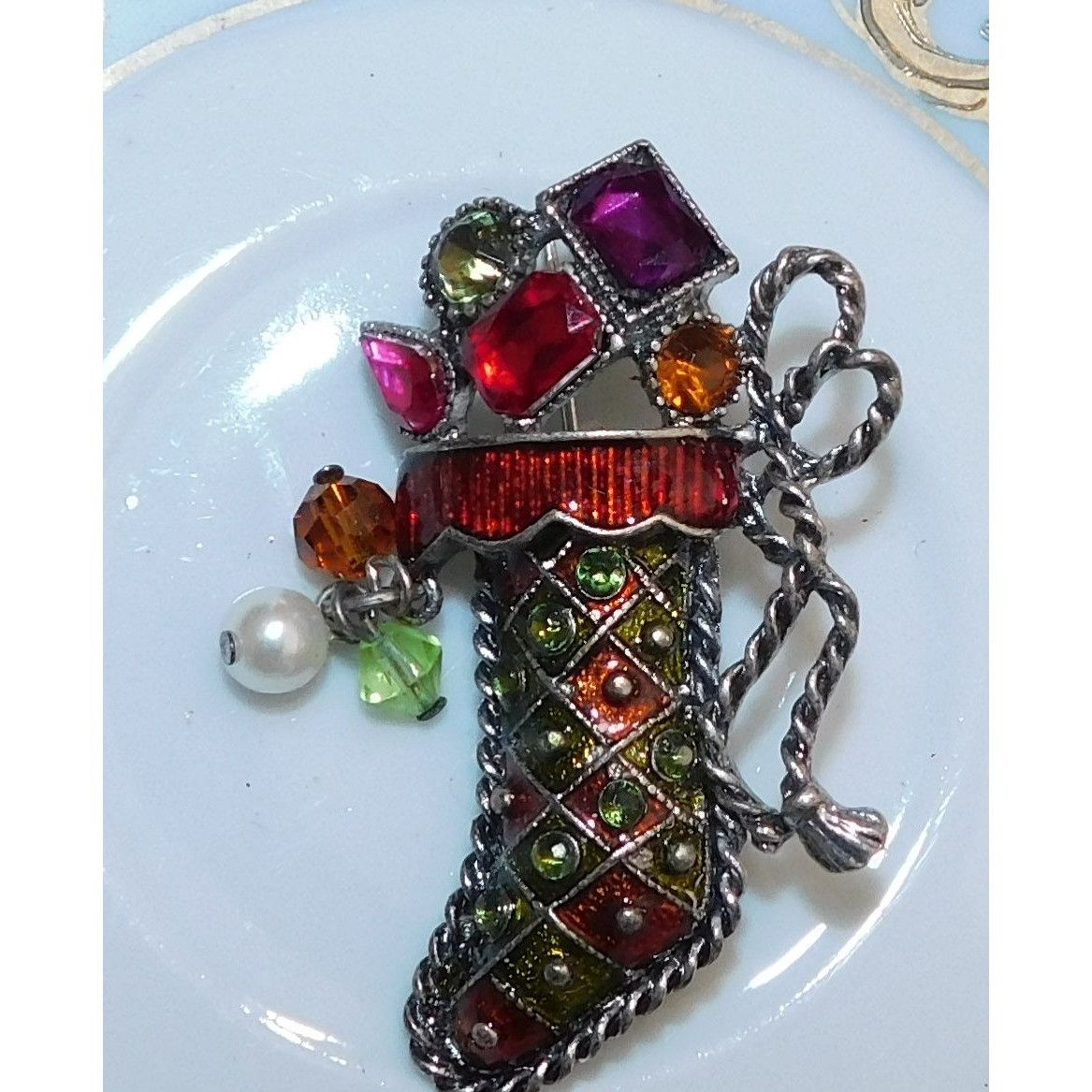 Kenneth Cole Vintage Kenneth Cole Jeweled Stocking Brooch Size ONE SIZE - 2 Thumbnail