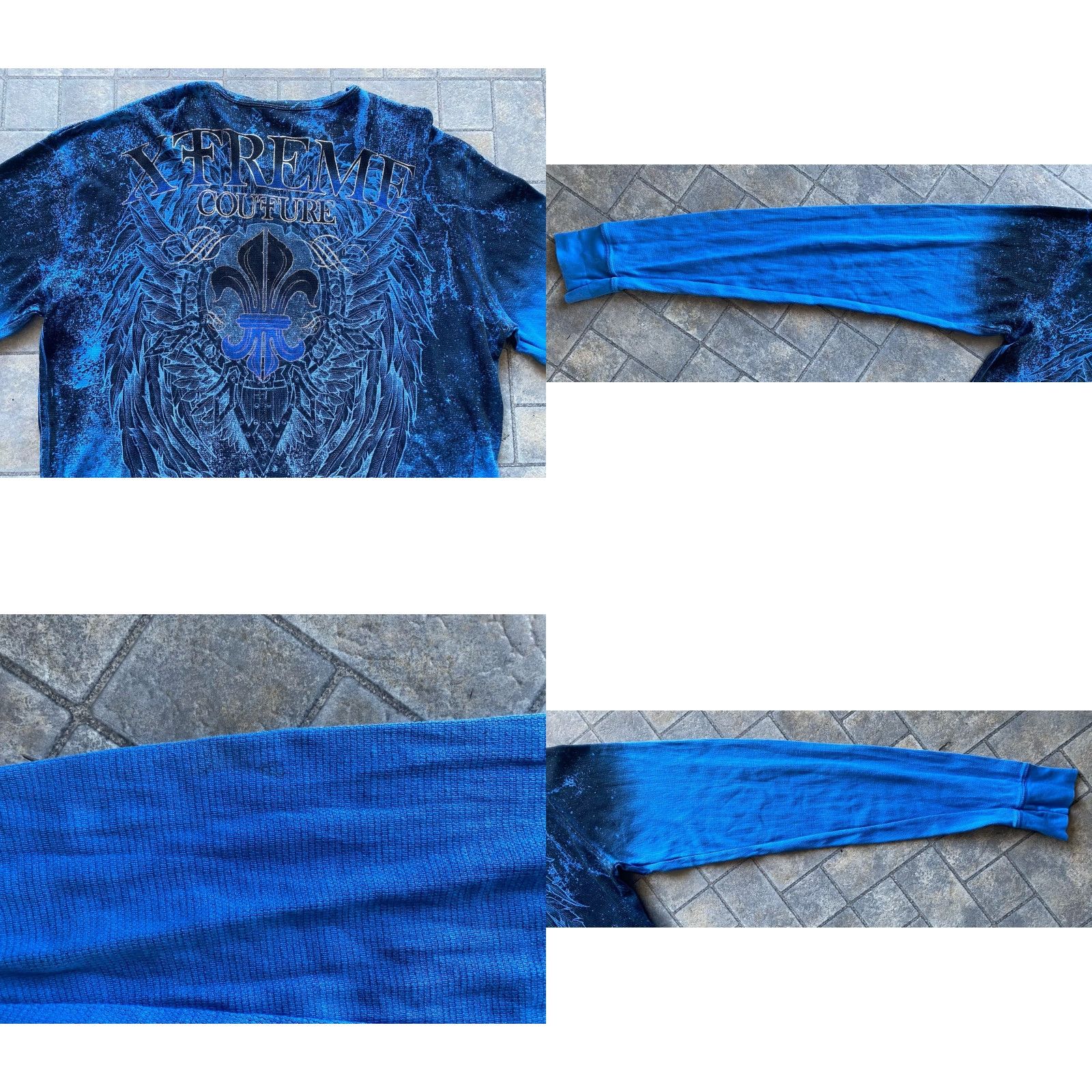 Vintage Xtreme Couture Long Sleeve Thermal Shirt 3XL Blue Men T-Shirt Vintage Y2K Size US XXL / EU 58 / 5 - 10 Thumbnail