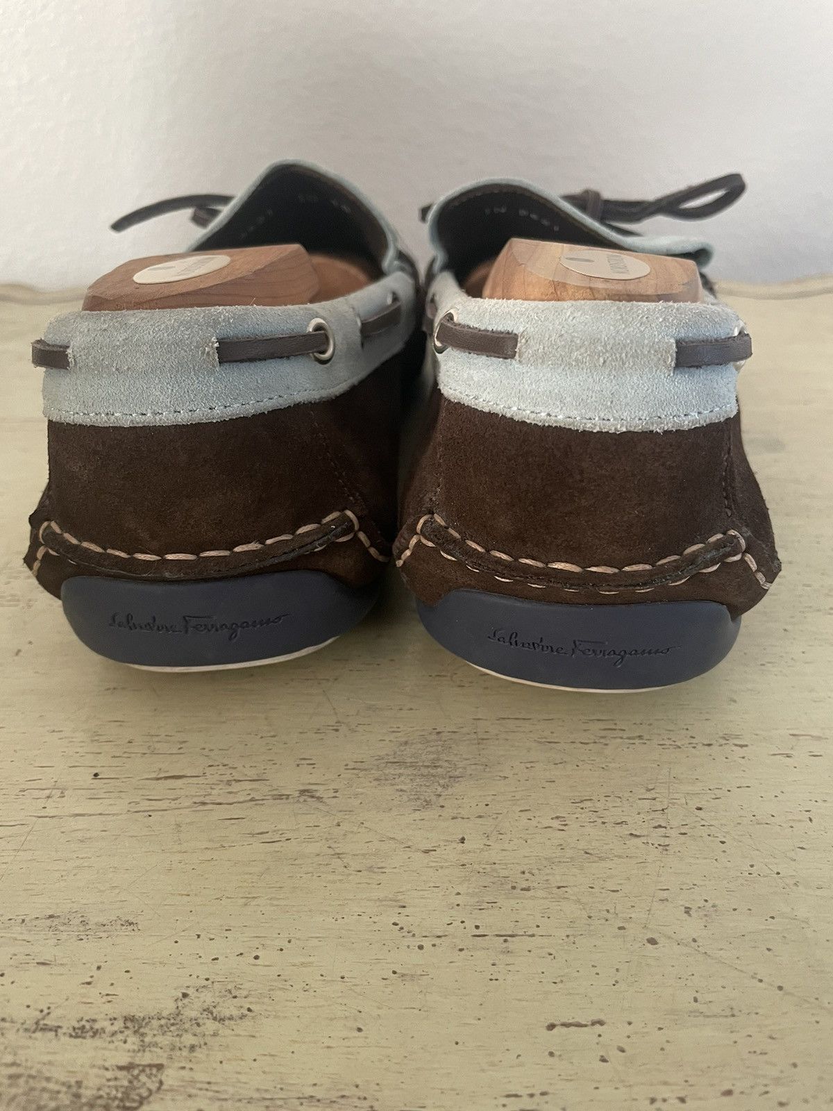 Salvatore Ferragamo Suede Colorblock Boat Shoe Size US 10 / EU 43 - 4 Thumbnail