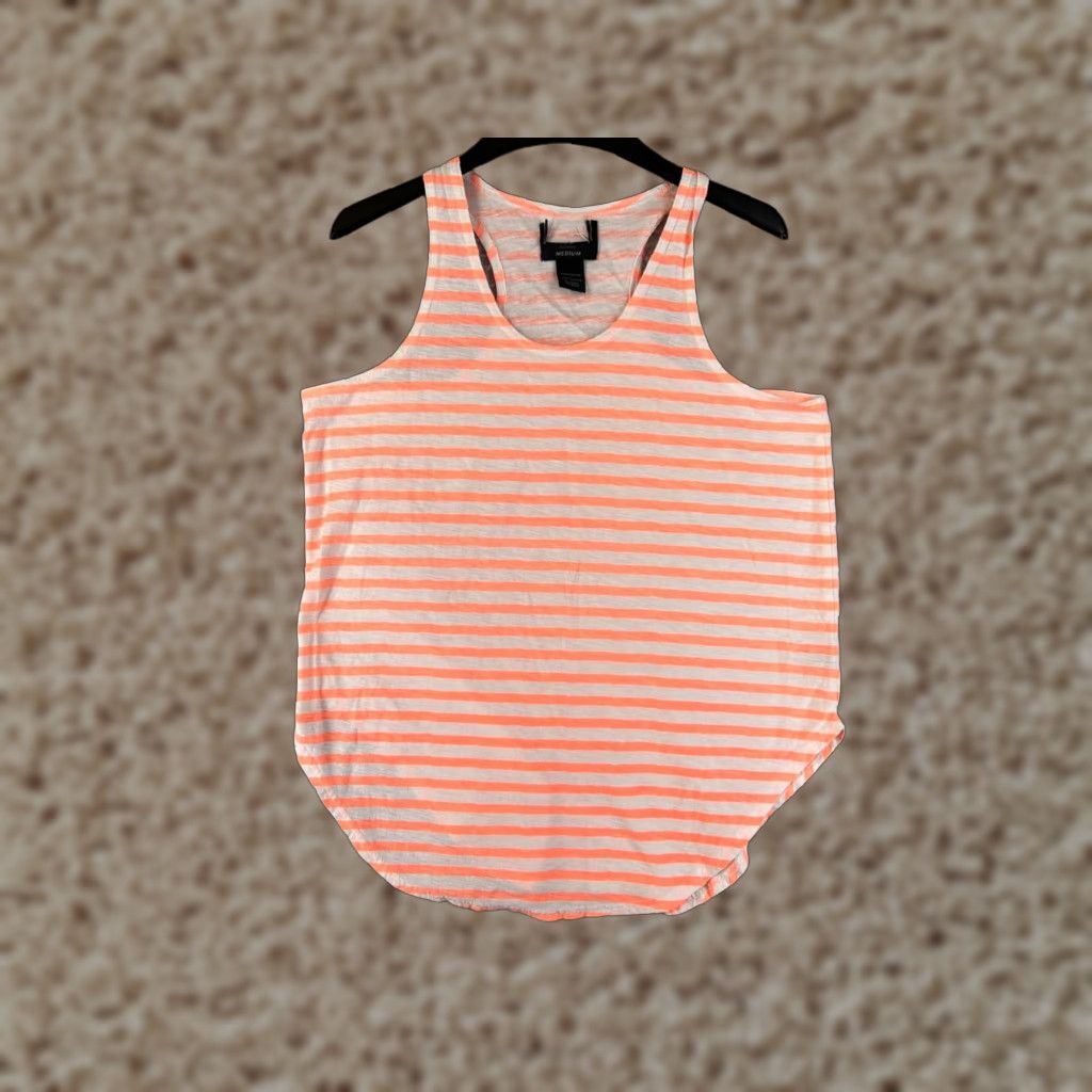 Vintage Stussy Shirt Women Medium Orange White Stripe Tank Top Beach Pool Resort Size M / US 6-8 / IT 42-44 - 1 Thumbnail