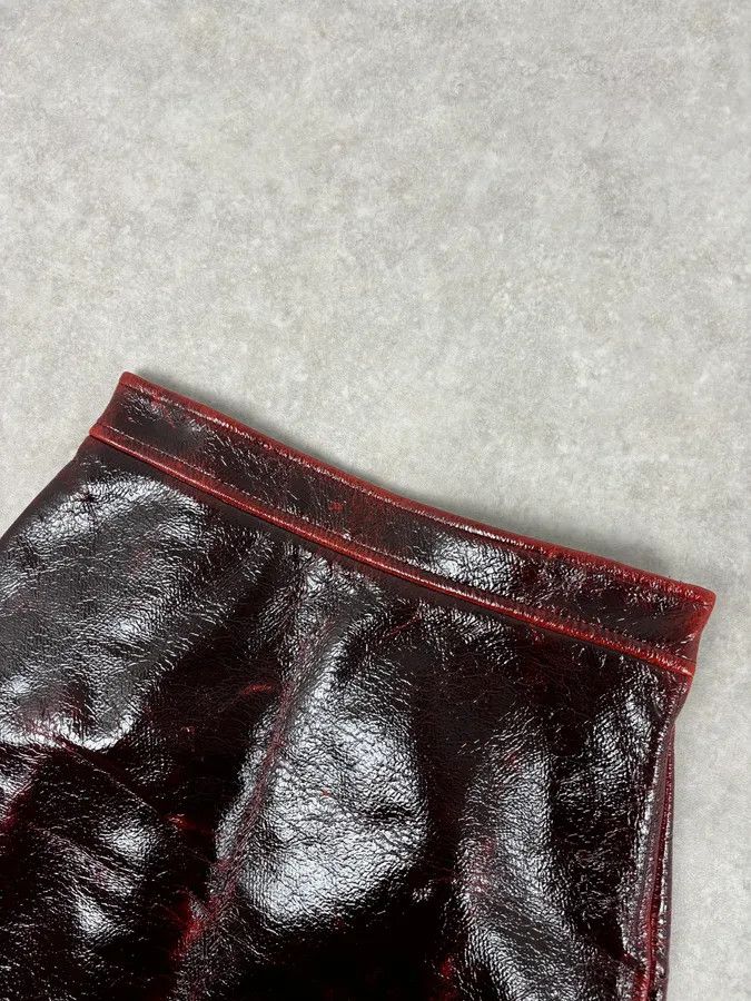 Miu Miu SS2020 Miu Miu Burgundy Leather Metallic Mini Skirt Size 28" / US 6 / IT 42 - 7 Thumbnail