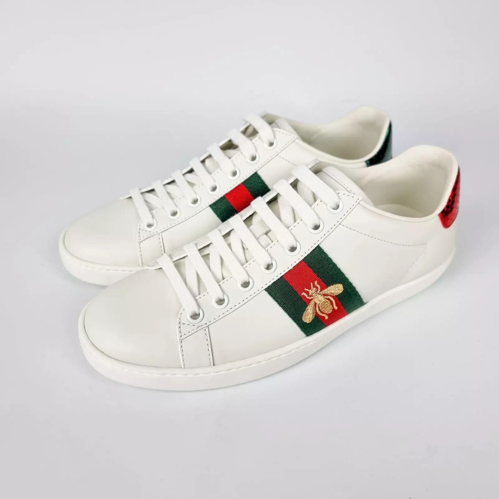 Gucci GUCCI Ace Bee Men's White Leather Sneakers New Size US 7.5 / EU 40-41 - 3 Thumbnail