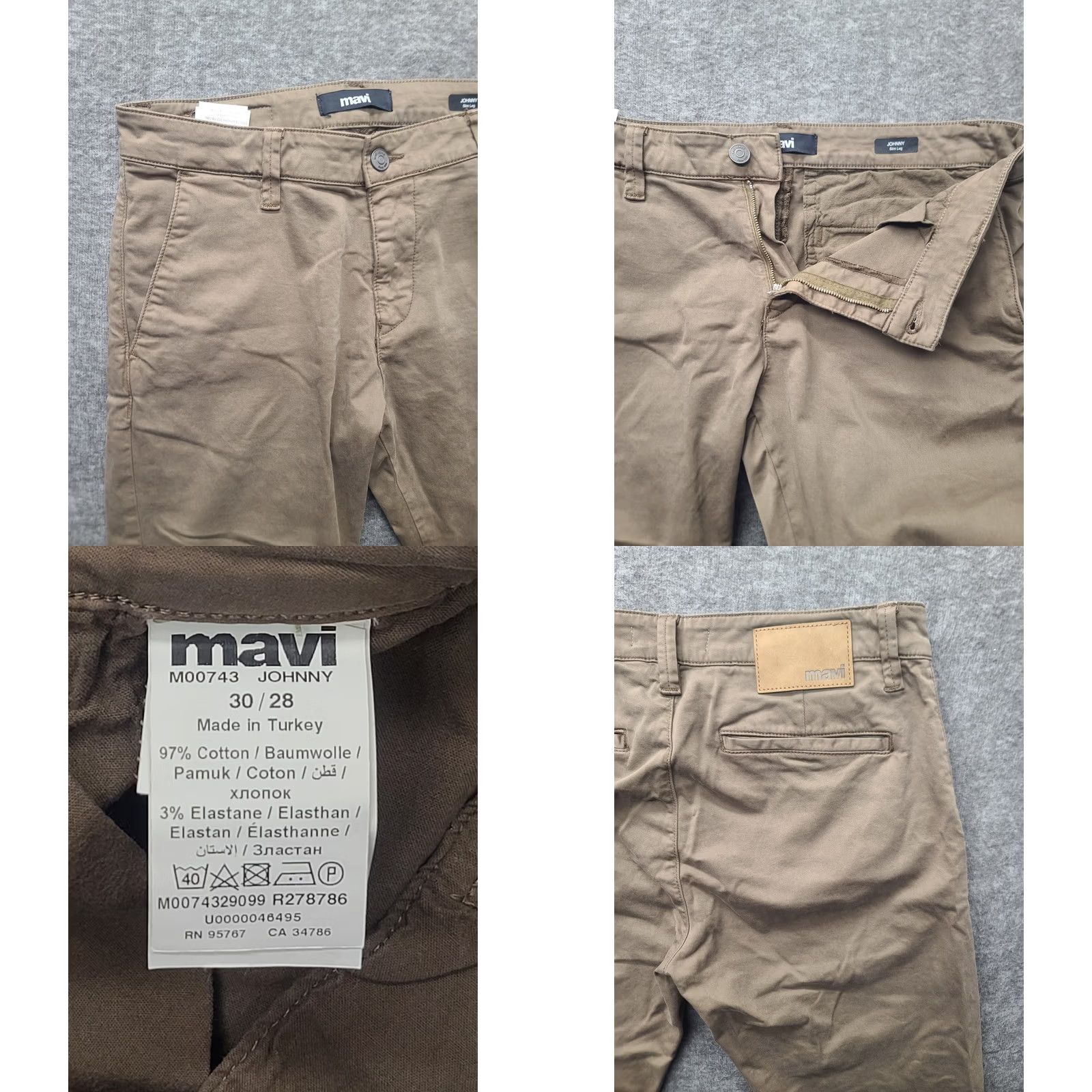 Mavi Mavi Pants Slim Leg Stretch Chino Mens 30x28 Brown Size US 30 / EU 46 - 8 Thumbnail