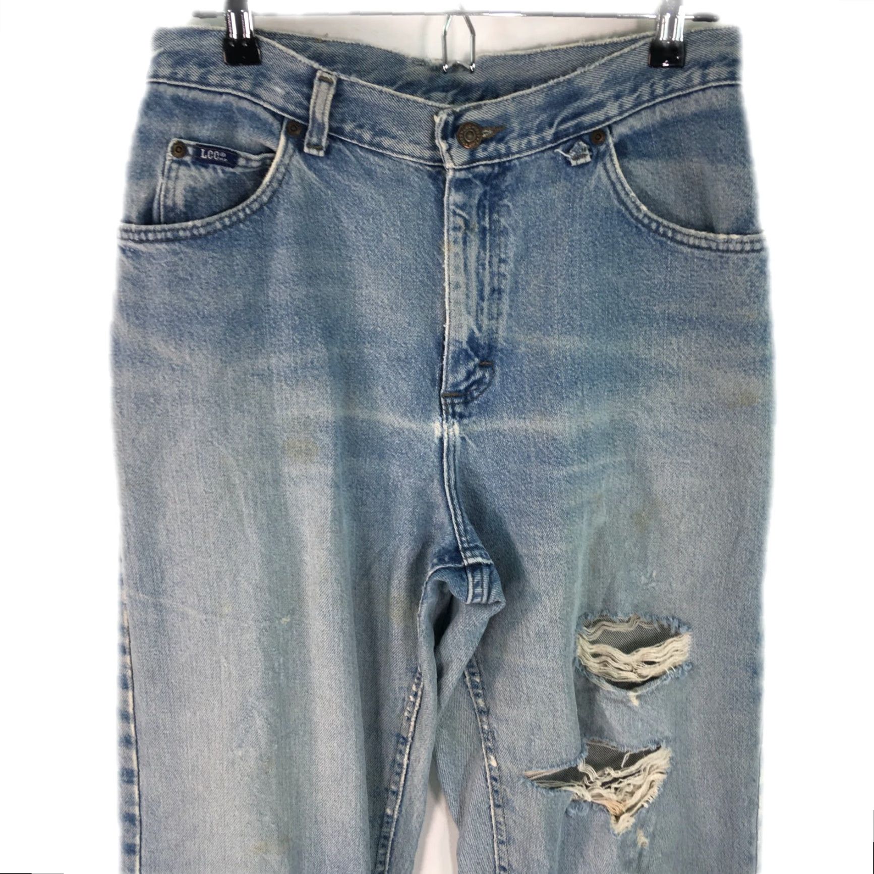 Lee Lee Jeans Distressed Blue Denim Straight Leg 32x34 Regular Mens 100% Cotton Jeans Size US 32 / EU 48 - 3 Thumbnail